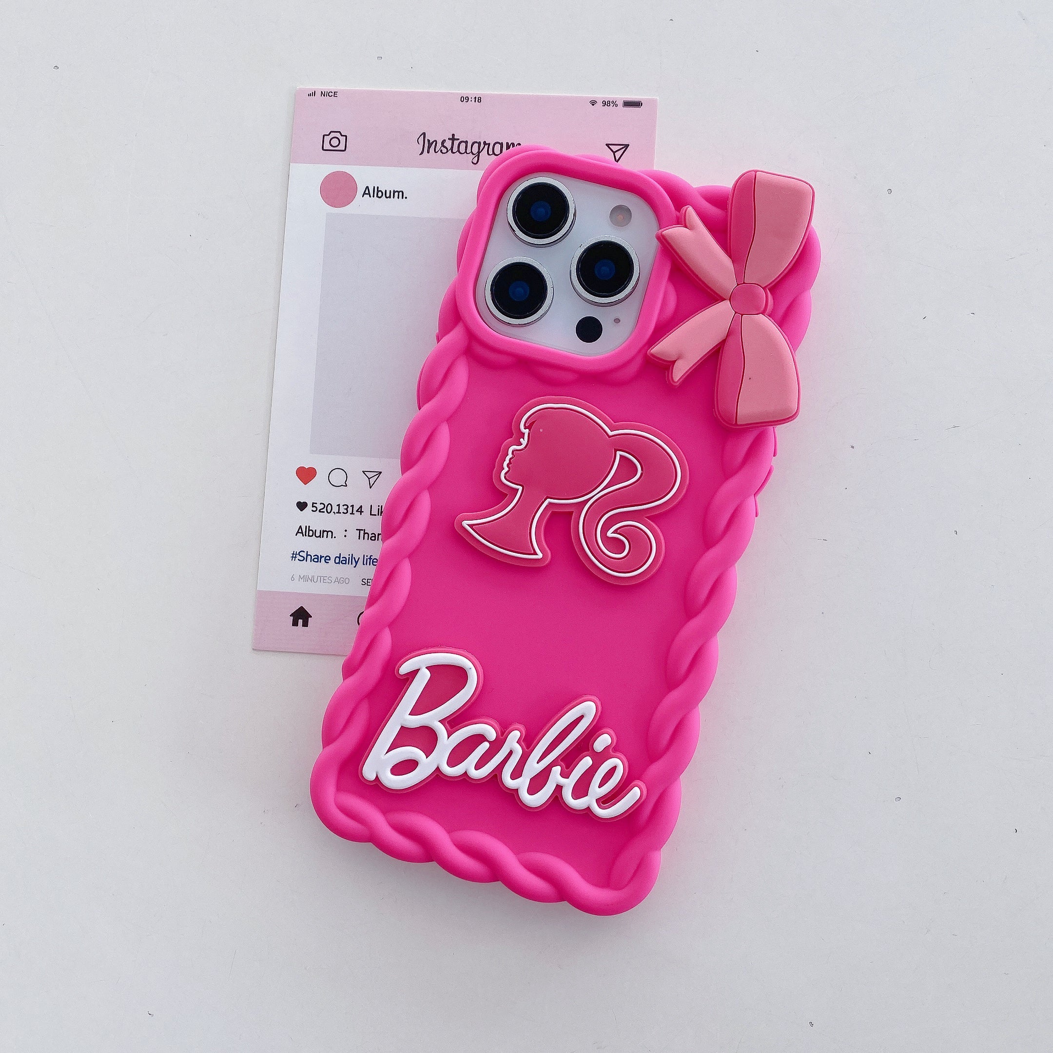 Barbie Doll With 3D Bow Silicon Phone Cases For iPhone 14 Pro