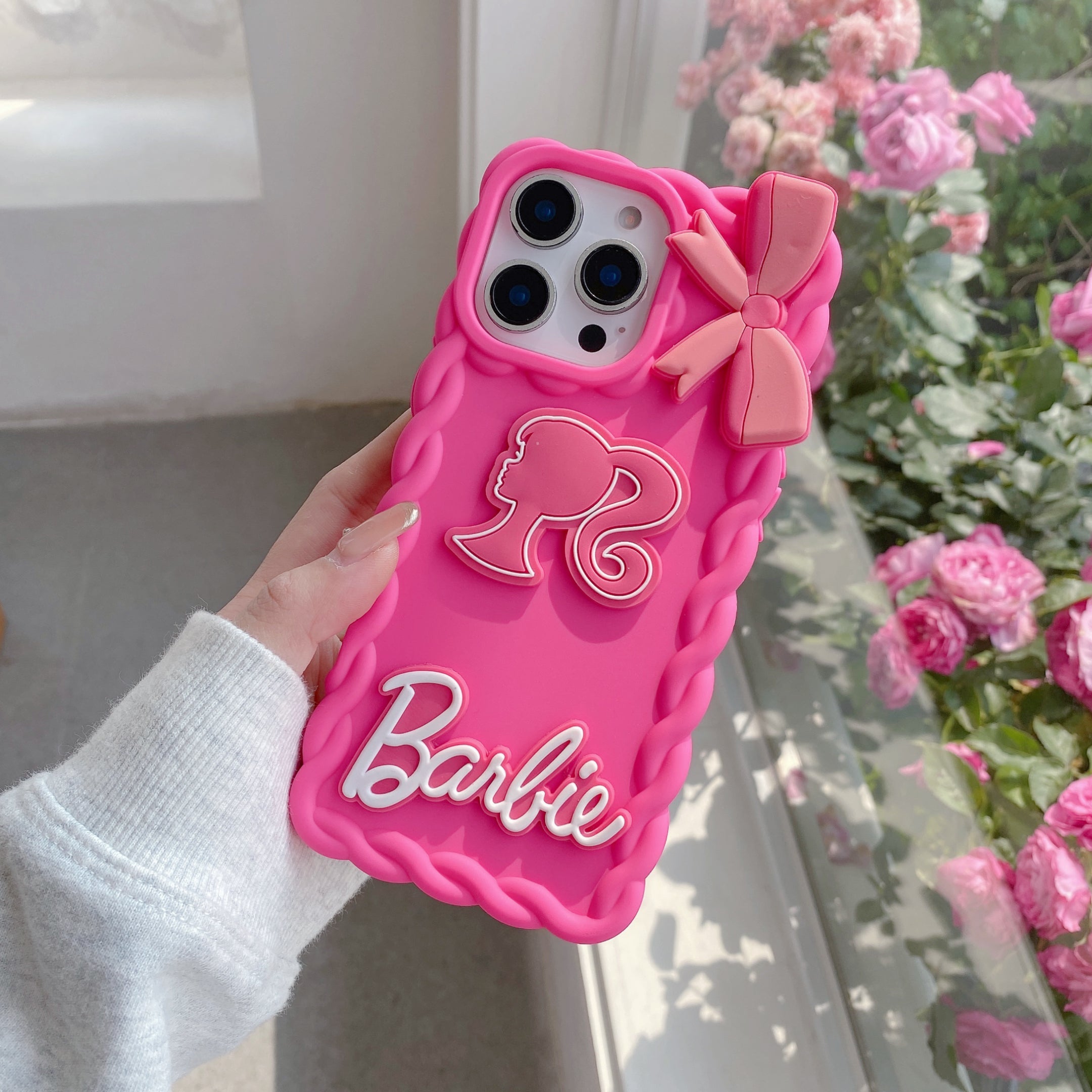 Barbie Doll With 3D Bow Silicon Phone Cases For iPhone 15