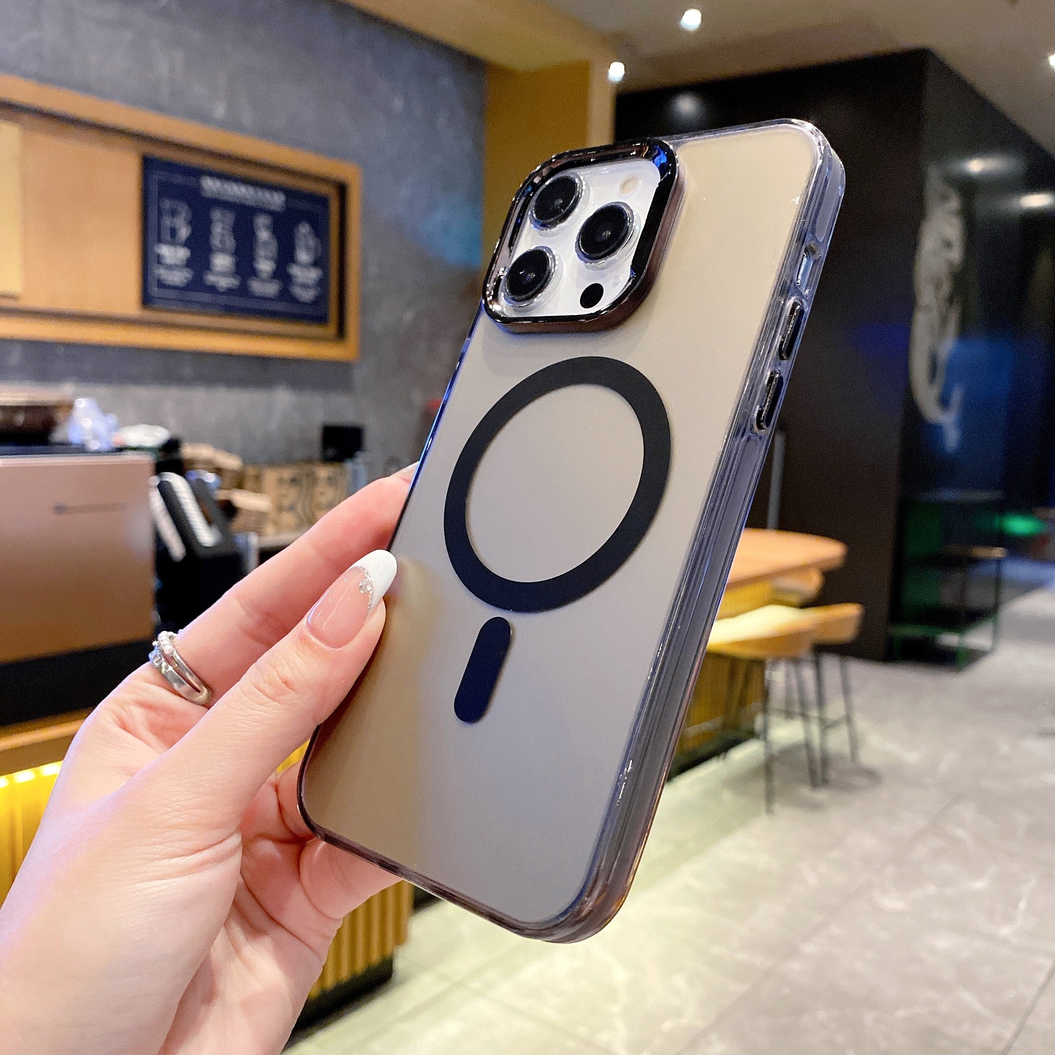 Black Luxury Smoky Phone Case With Magsafe For iPhone 15 Plus