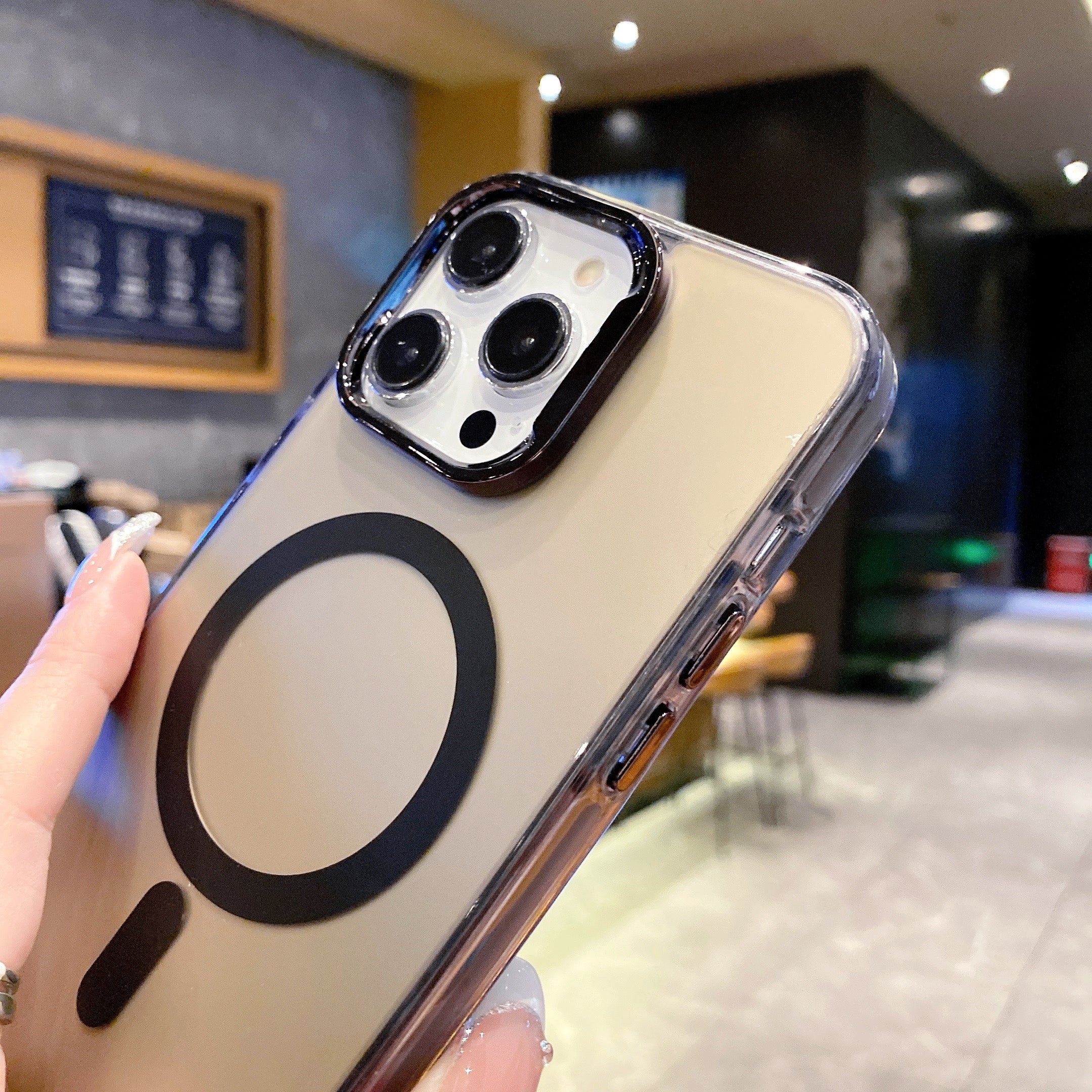 Black Luxury Smoky Phone Case With Magsafe For iPhone 15 Plus