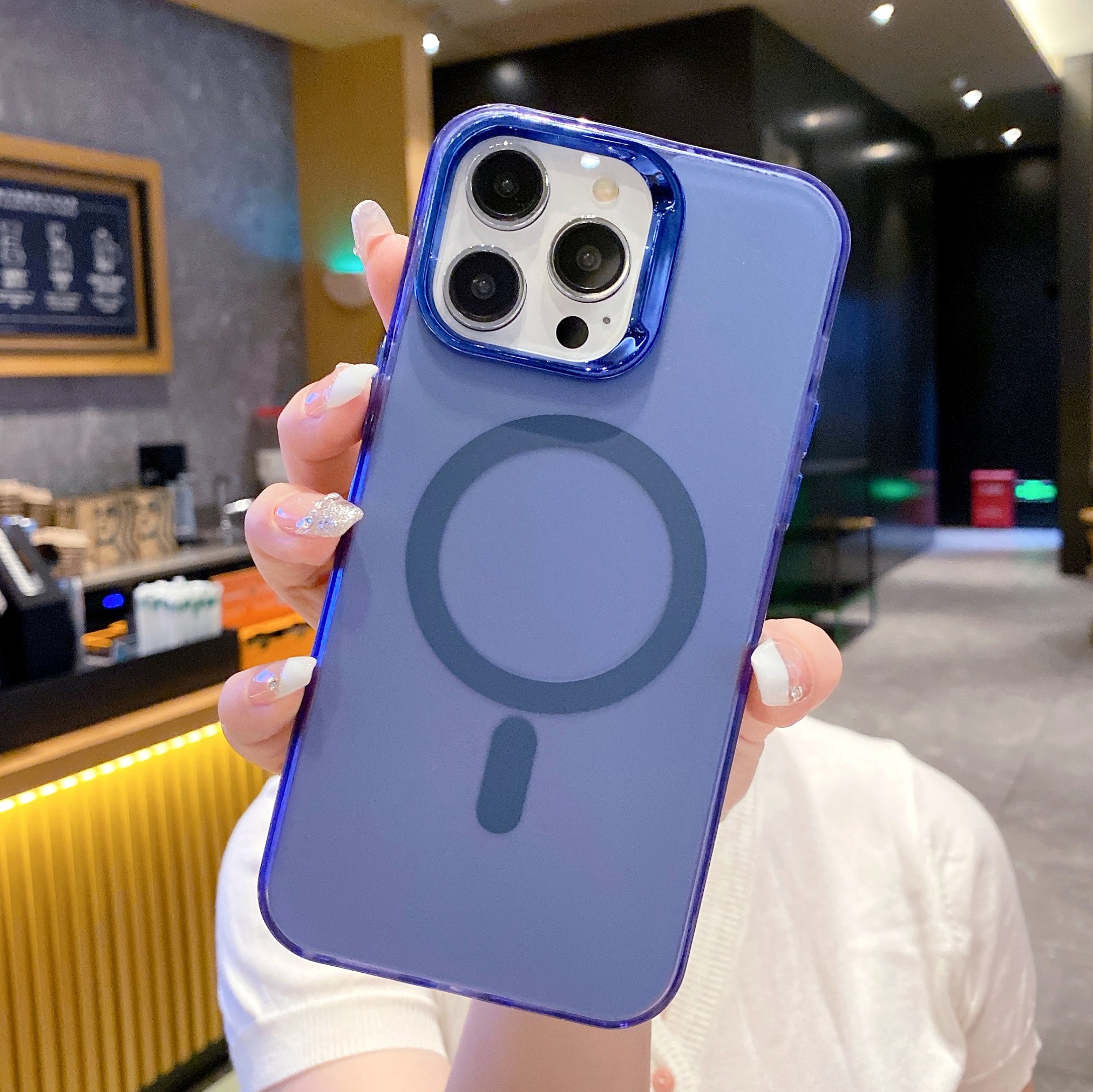 Blue Luxury Smoky Phone Case With Magsafe For iPhone 15