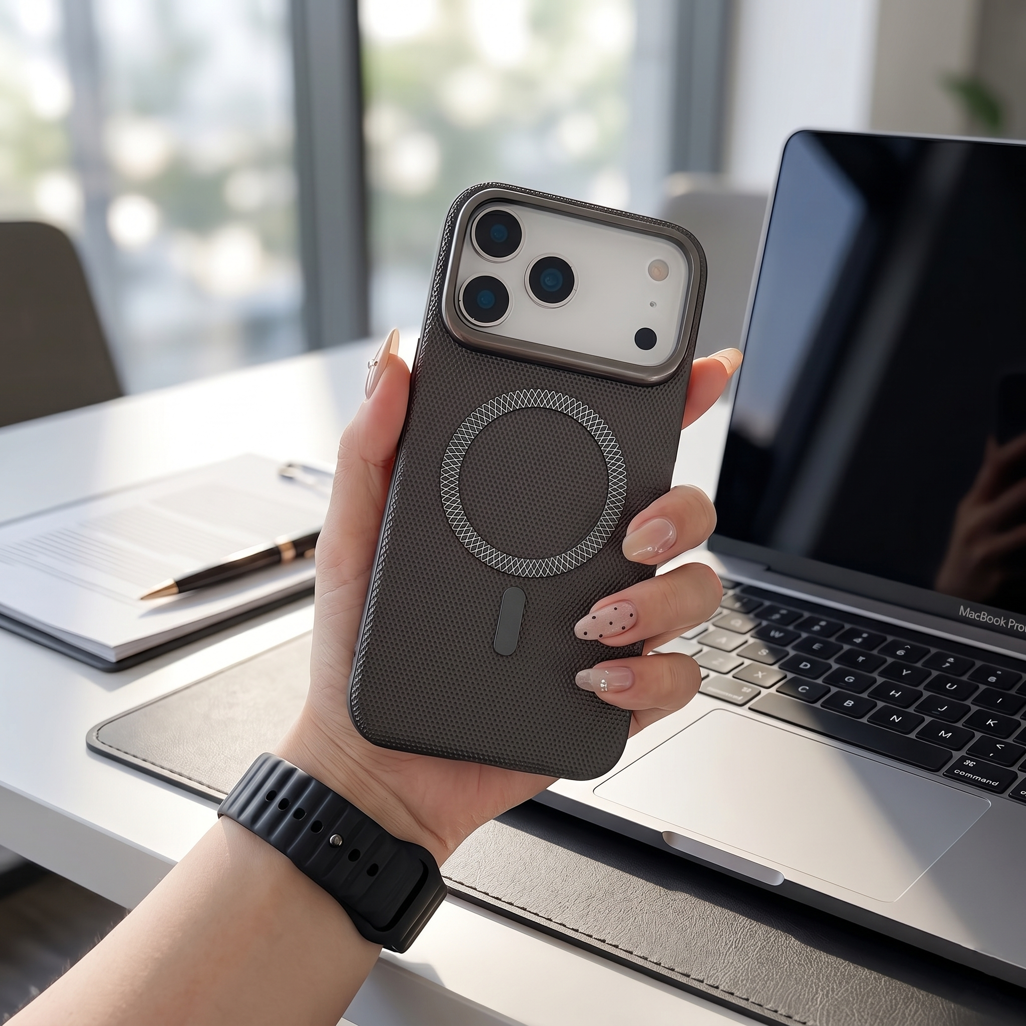 Brown Rainbow Romance Bling Case Handcrafted Holographic Word Art Phone Shield