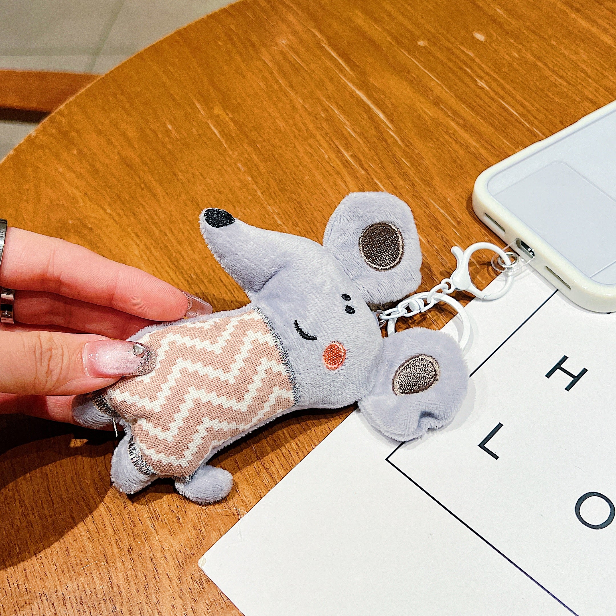 Grey Mouse Plush Charm
