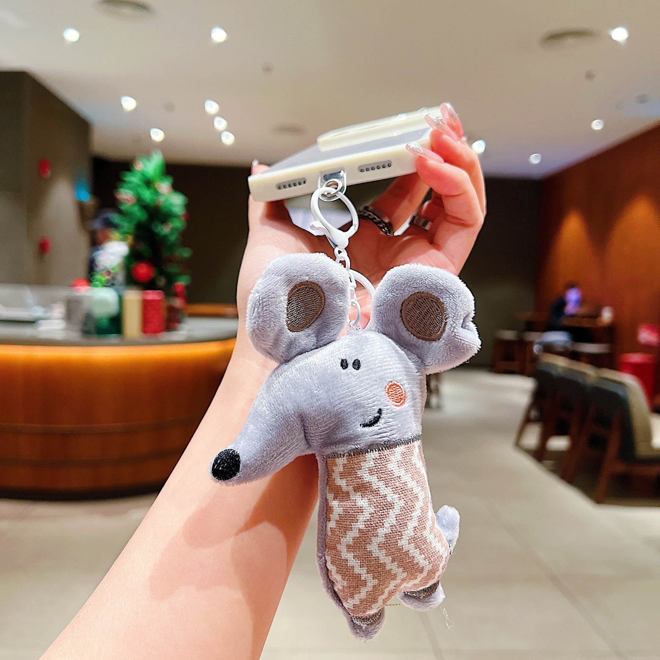 Grey Mouse Plush Charm