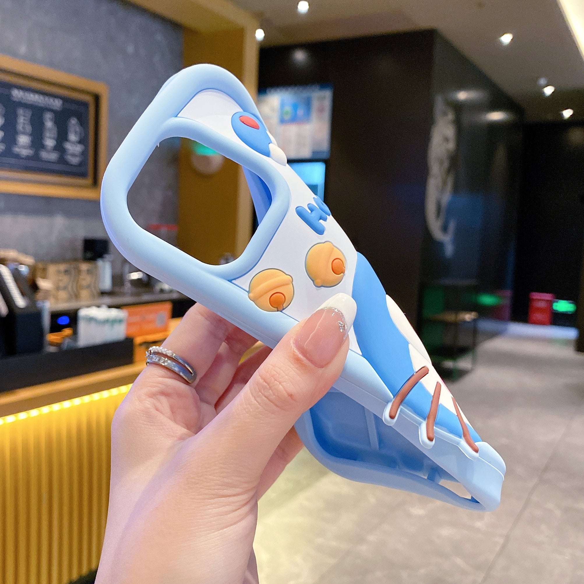Happy Doraemon Silicon Phone Case For iPhone 15 Plus (Universal Camera Cut)