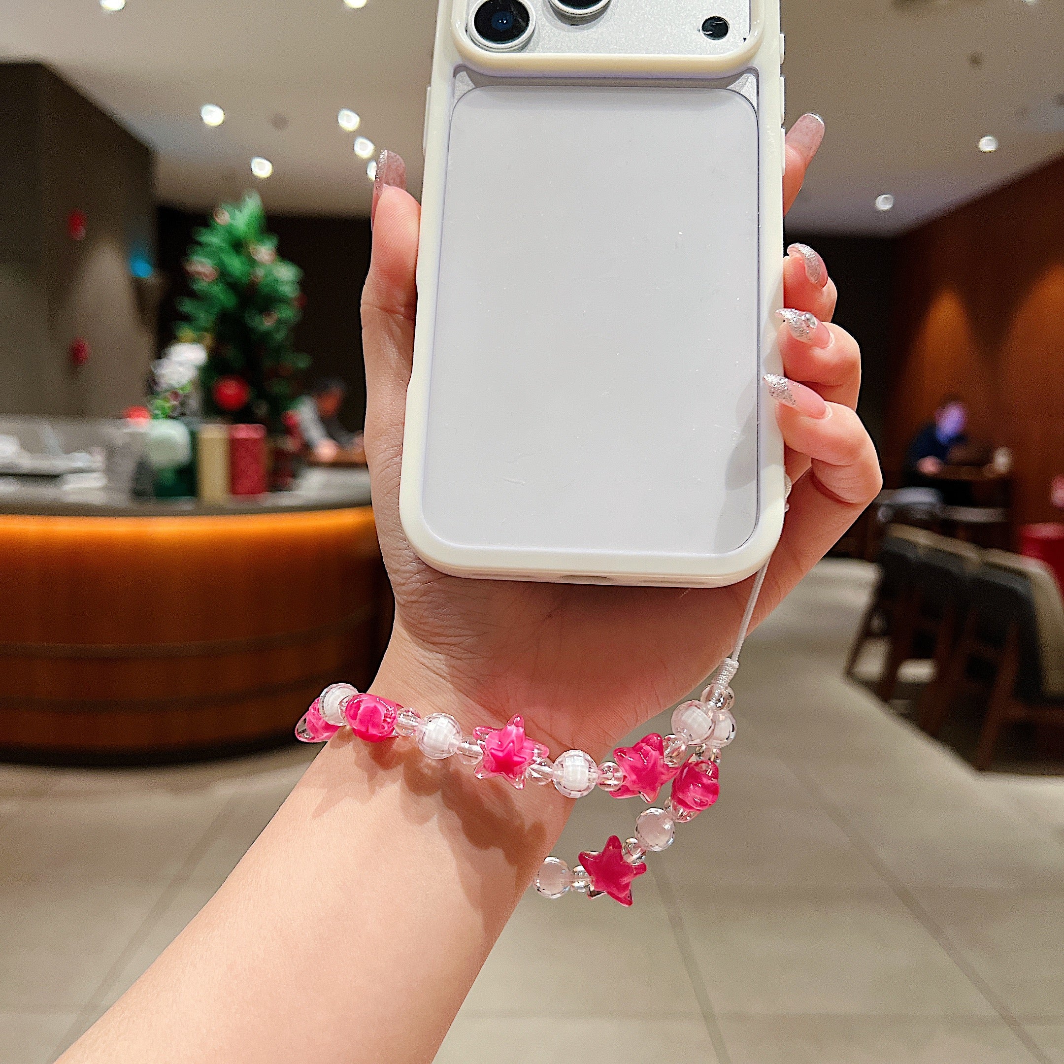 Hot Pink Star Beaded Phone Charm
