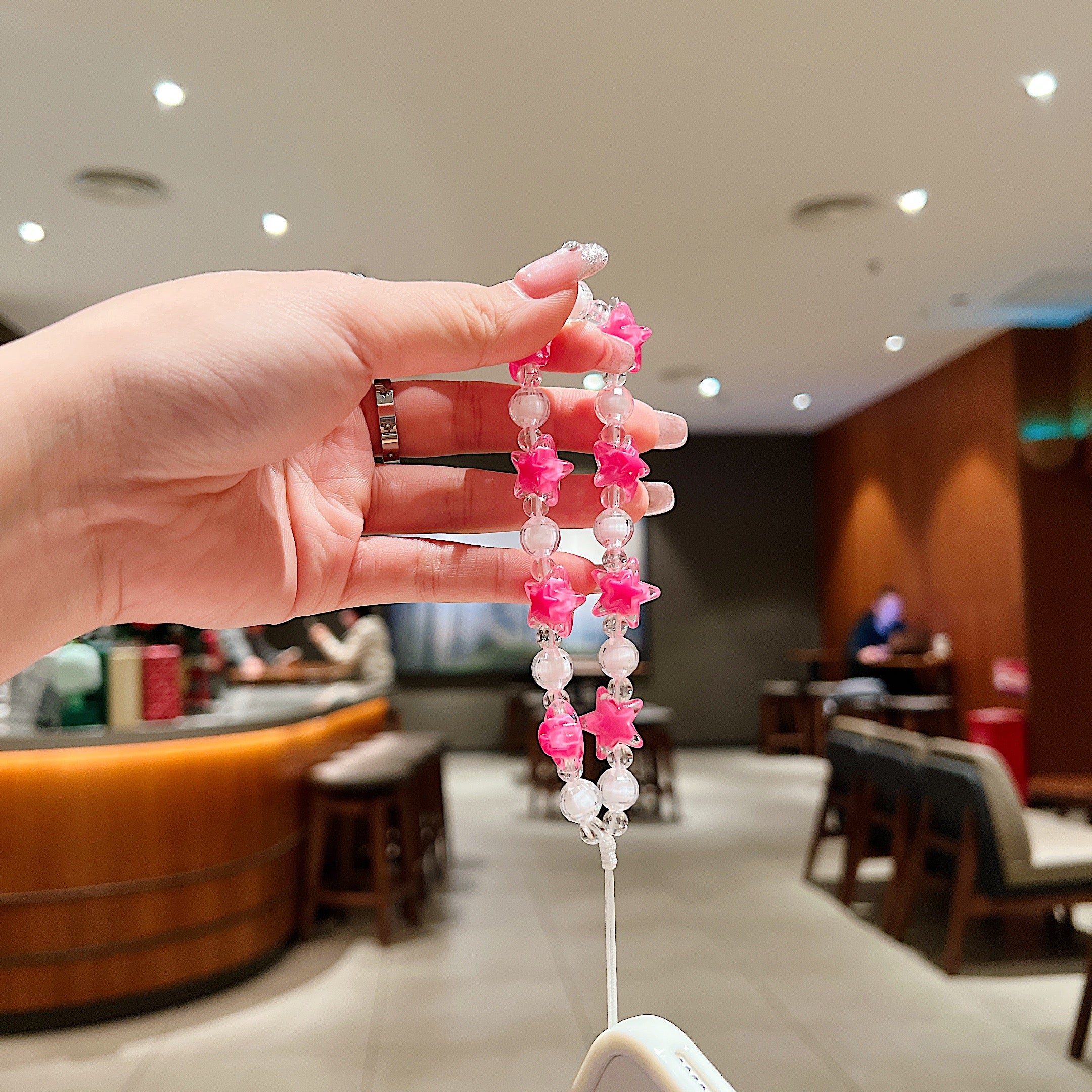 Hot Pink Star Beaded Phone Charm