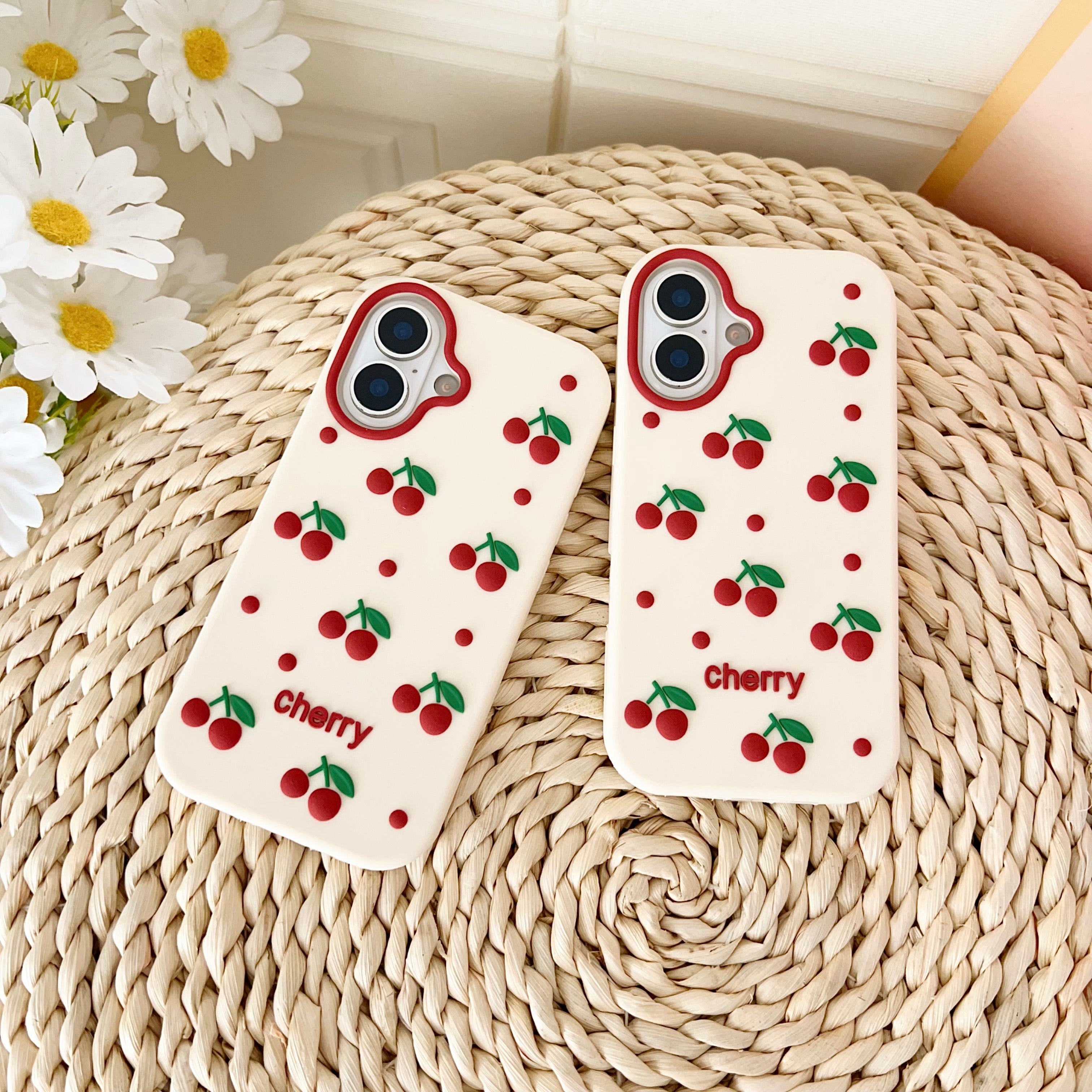 Cherry Bracket Soft Silicone Phone Case For iPhone 16 Pro