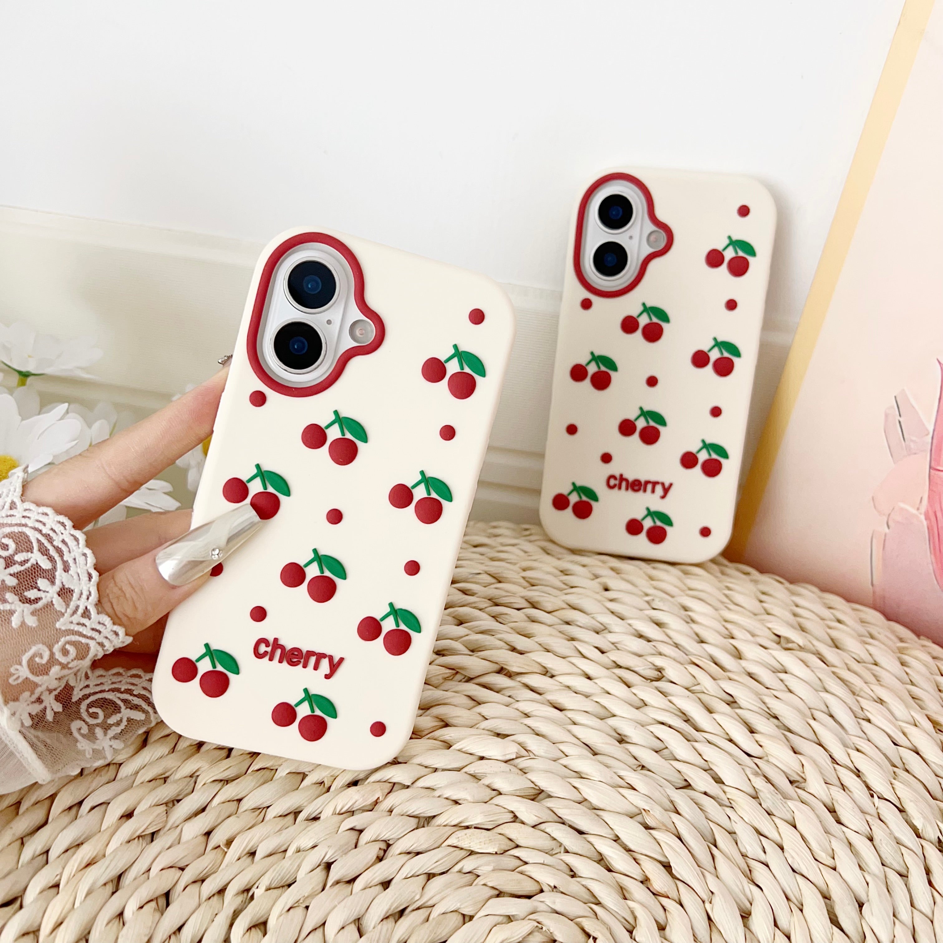Cherry Bracket Soft Silicone Phone Case For iPhone 17 Air