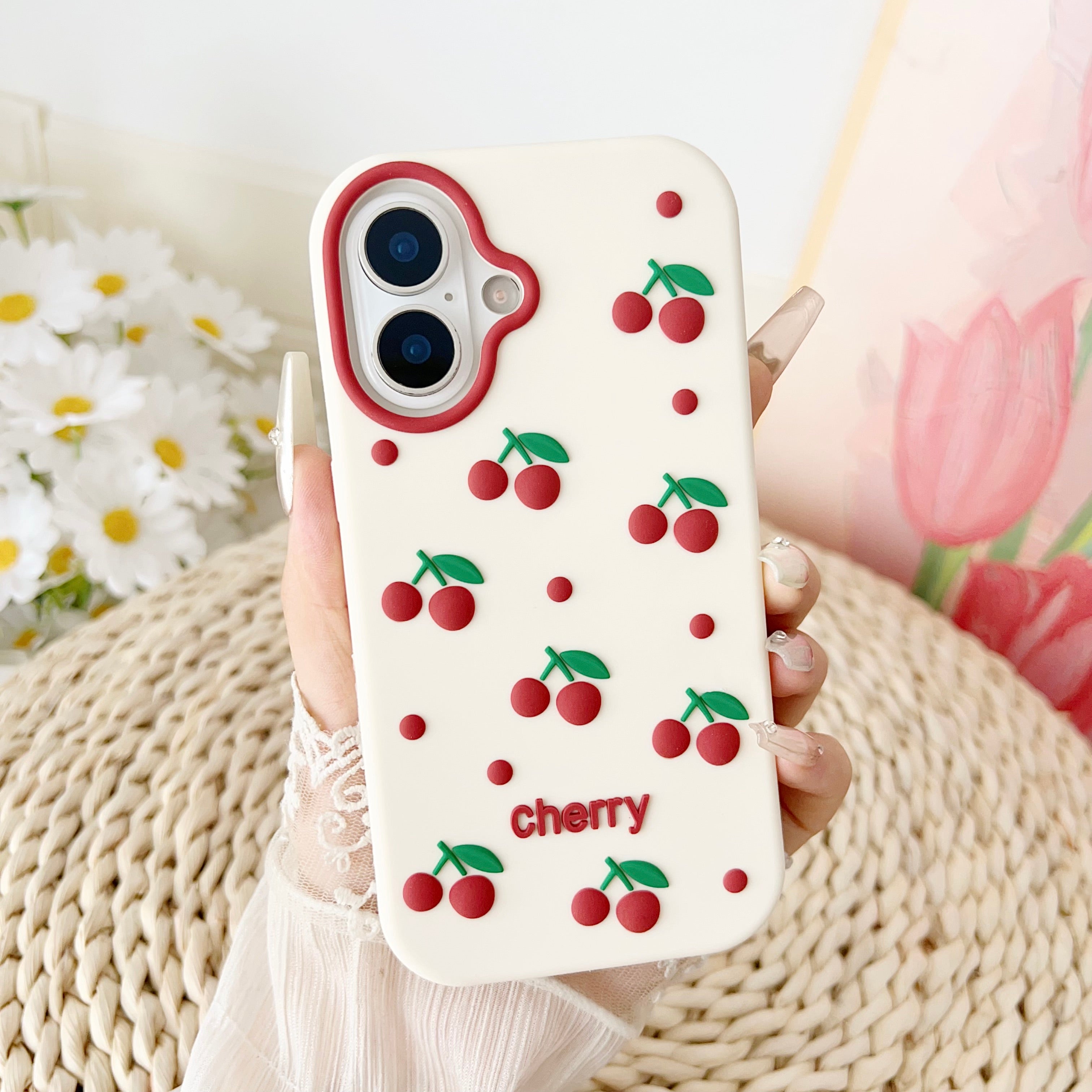 Cherry Bracket Soft Silicone Phone Case For iPhone 17 Air