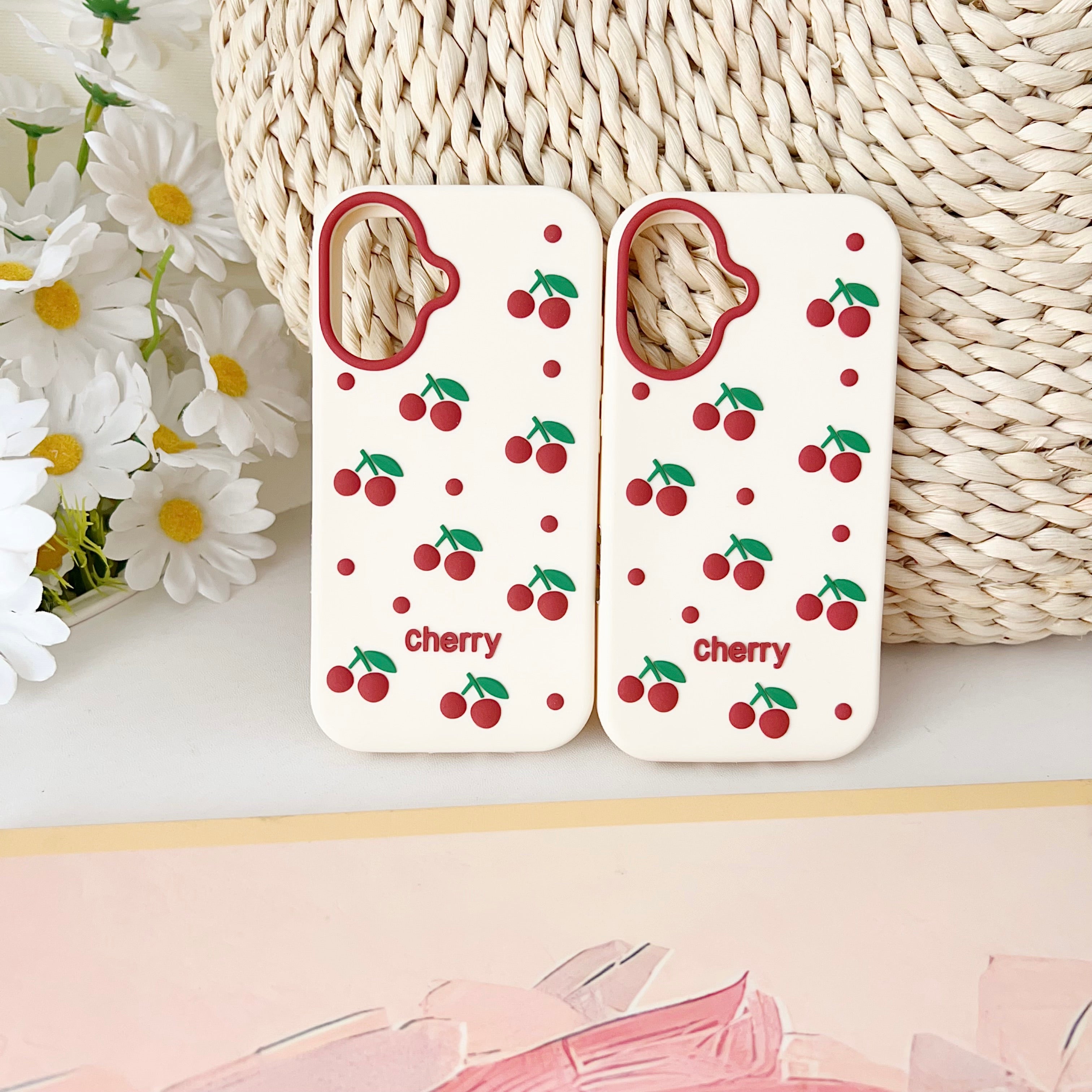 Cherry Bracket Soft Silicone Phone Case For iPhone 17 Pro