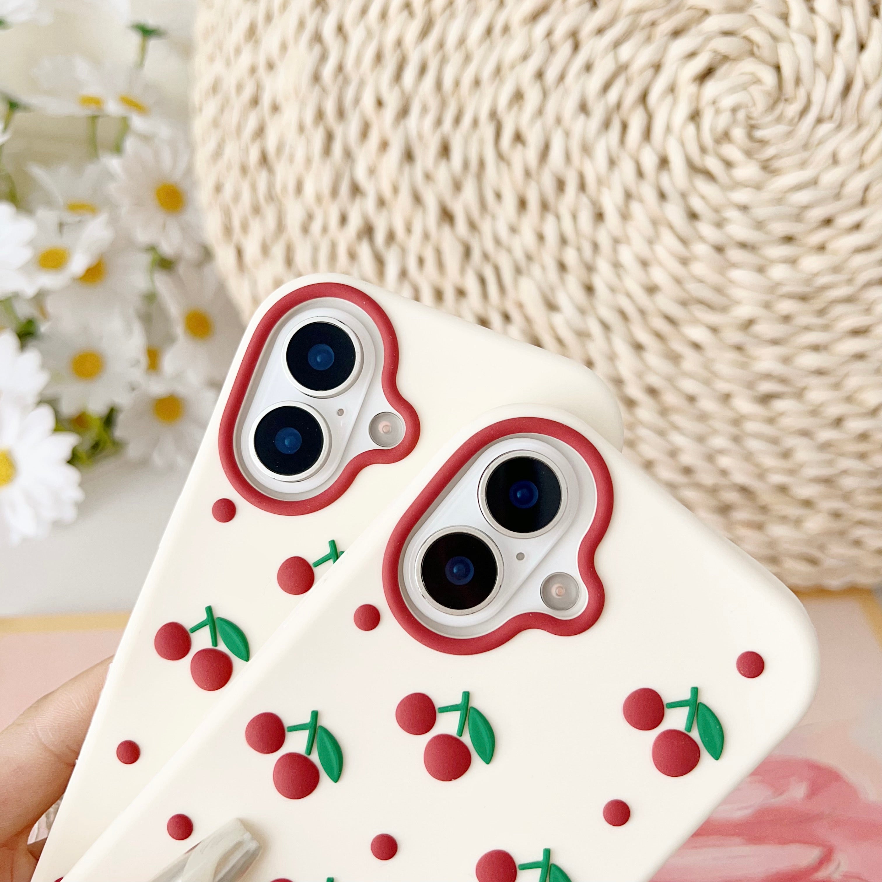 Cherry Bracket Soft Silicone Phone Case For iPhone 16 Pro