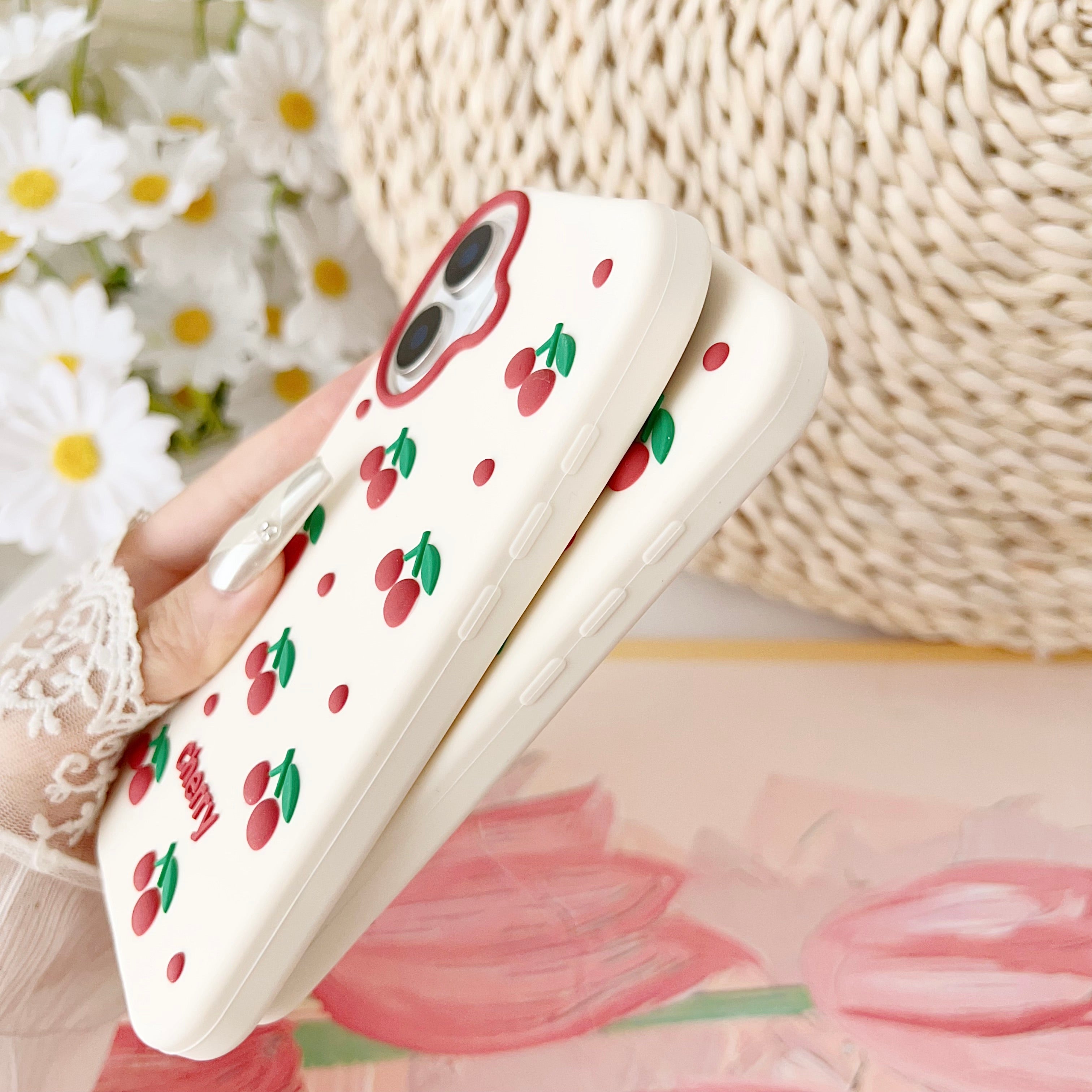 Cherry Bracket Soft Silicone Phone Case For iPhone 17 Air