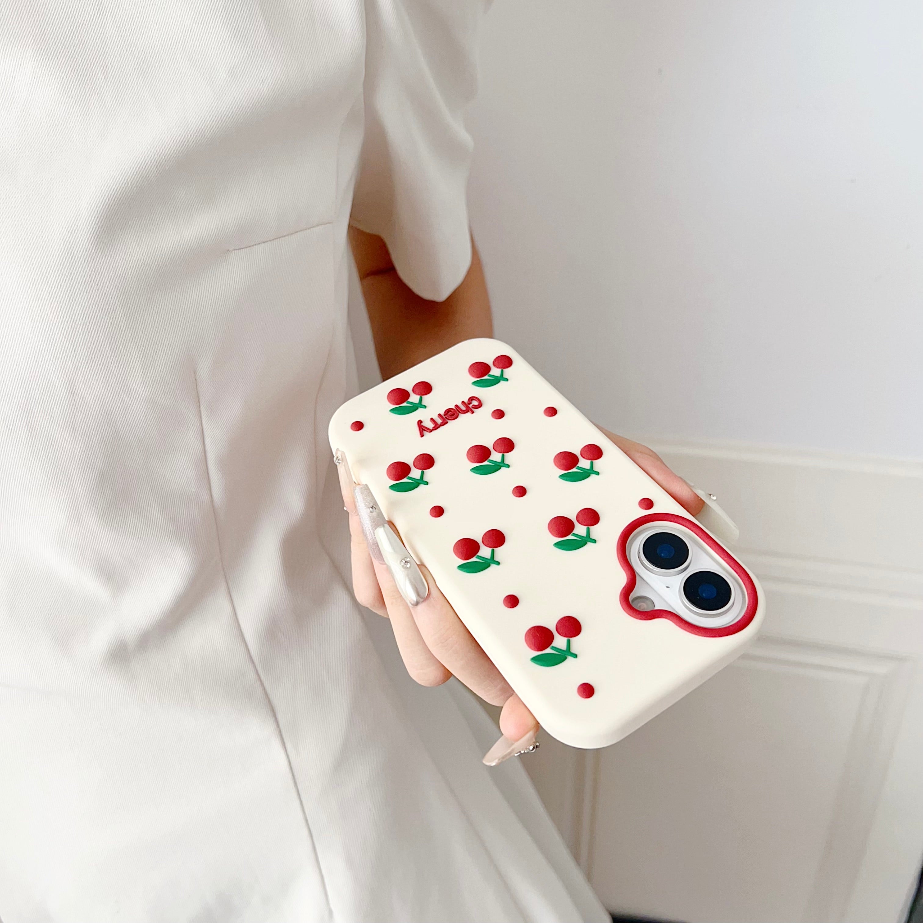 Cherry Bracket Soft Silicone Phone Case For iPhone 17 Air