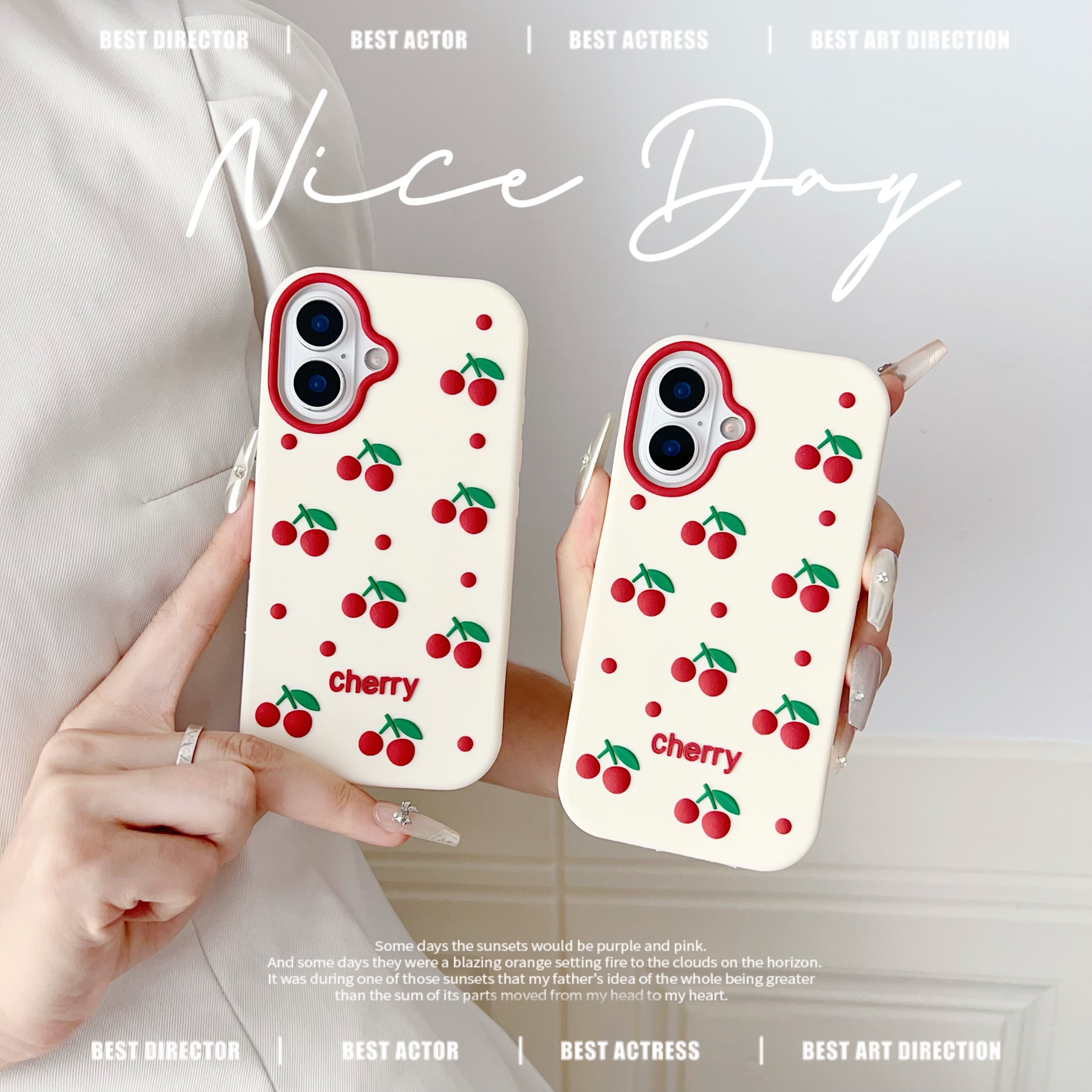 Cherry Bracket Soft Silicone Phone Case For iPhone 16 Pro