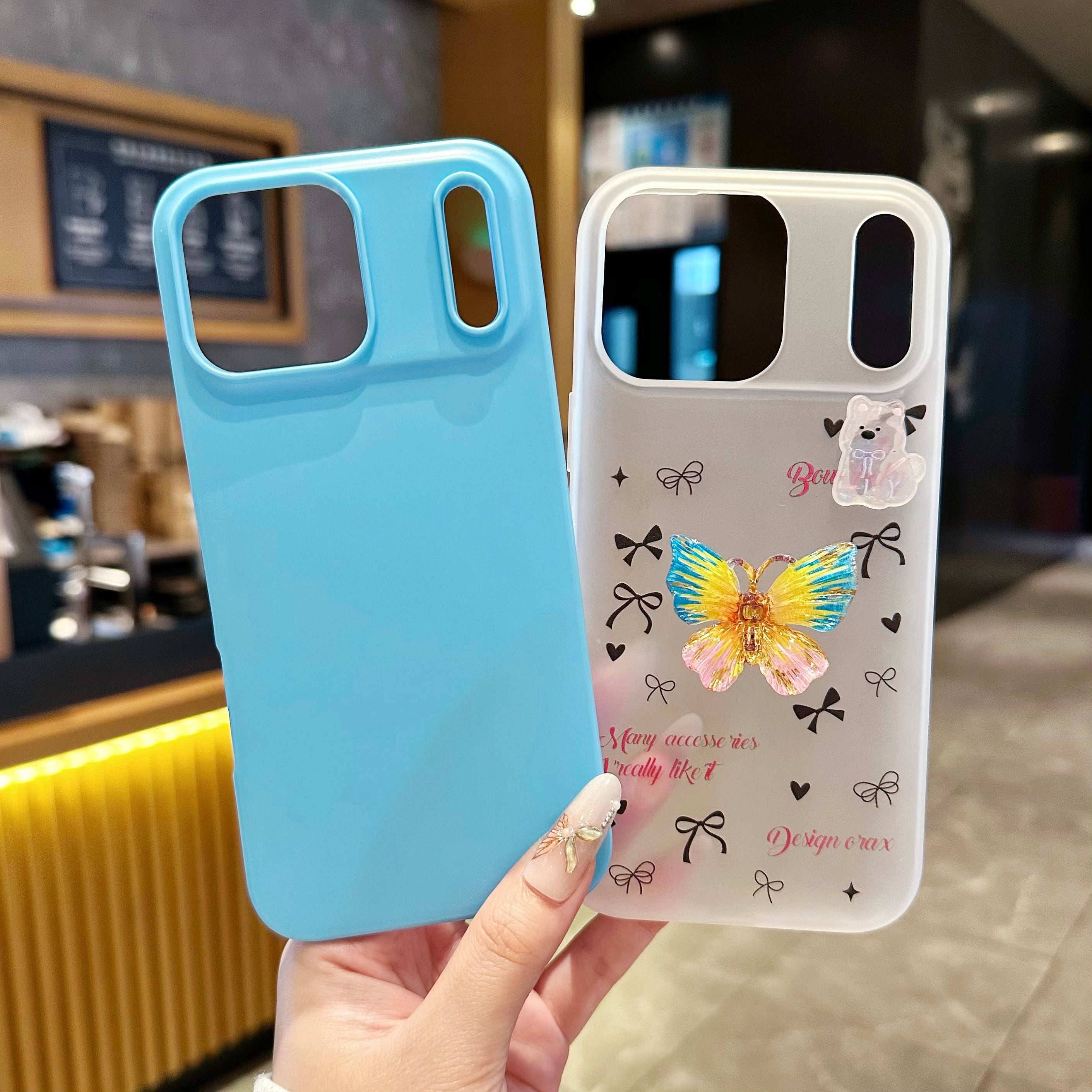 Sky Blue Flutter Coquette Luxury Handcrafted Butterfly & Bow Motif Silicone Phone Case