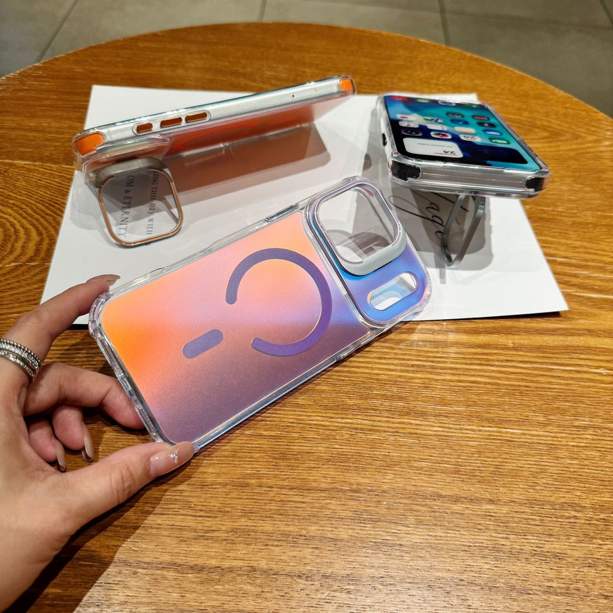 Peach Sorbet Holographic MagSafe Stand Case - Phone Case For iPhone