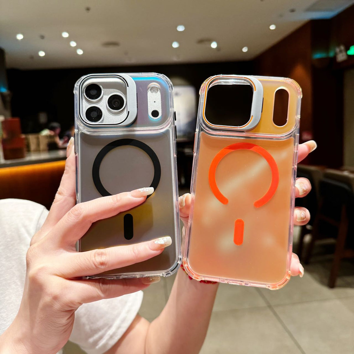 Moonlight Silver Holographic MagSafe Stand Case - Phone Case For iPhone