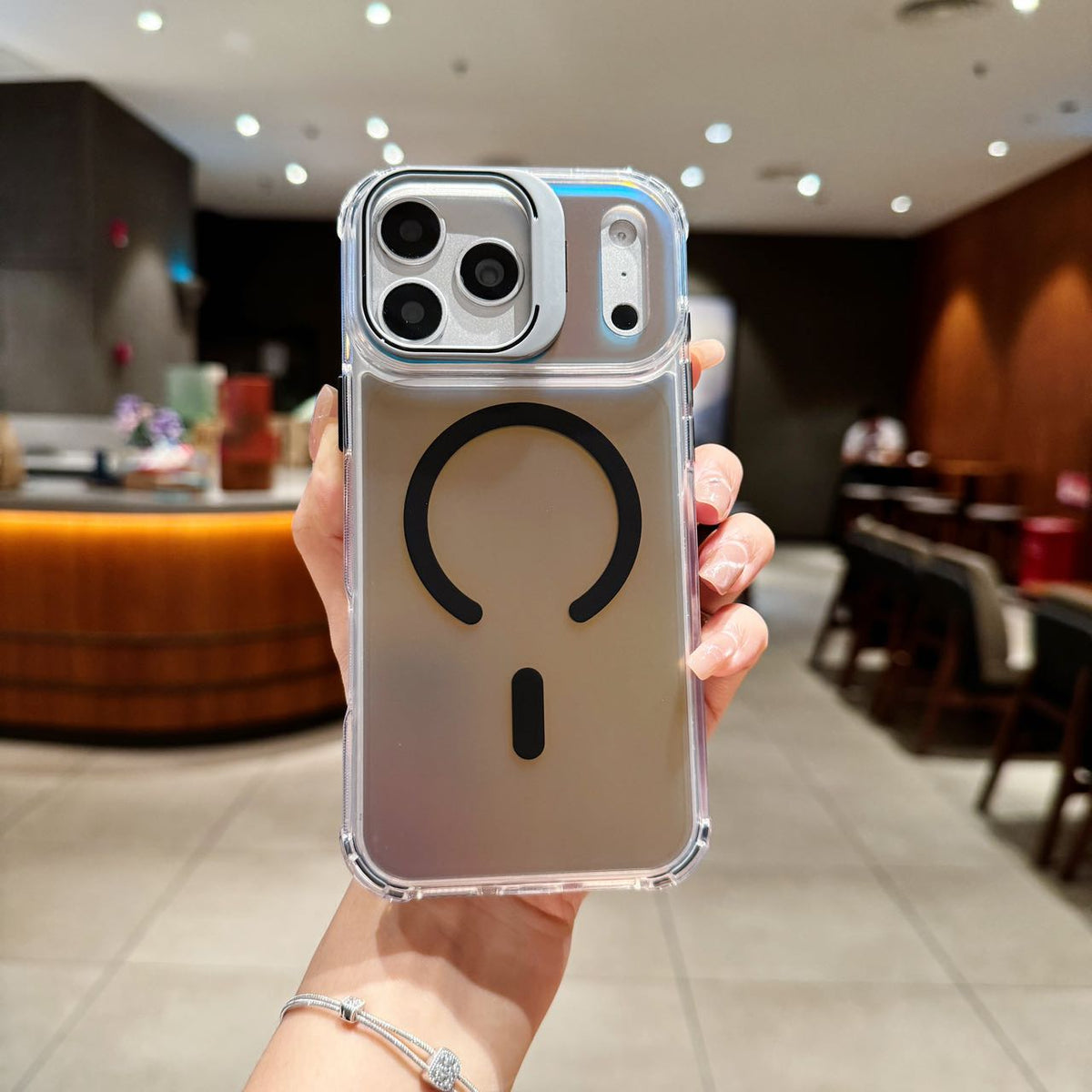Moonlight Silver Holographic MagSafe Stand Case - Phone Case For iPhone
