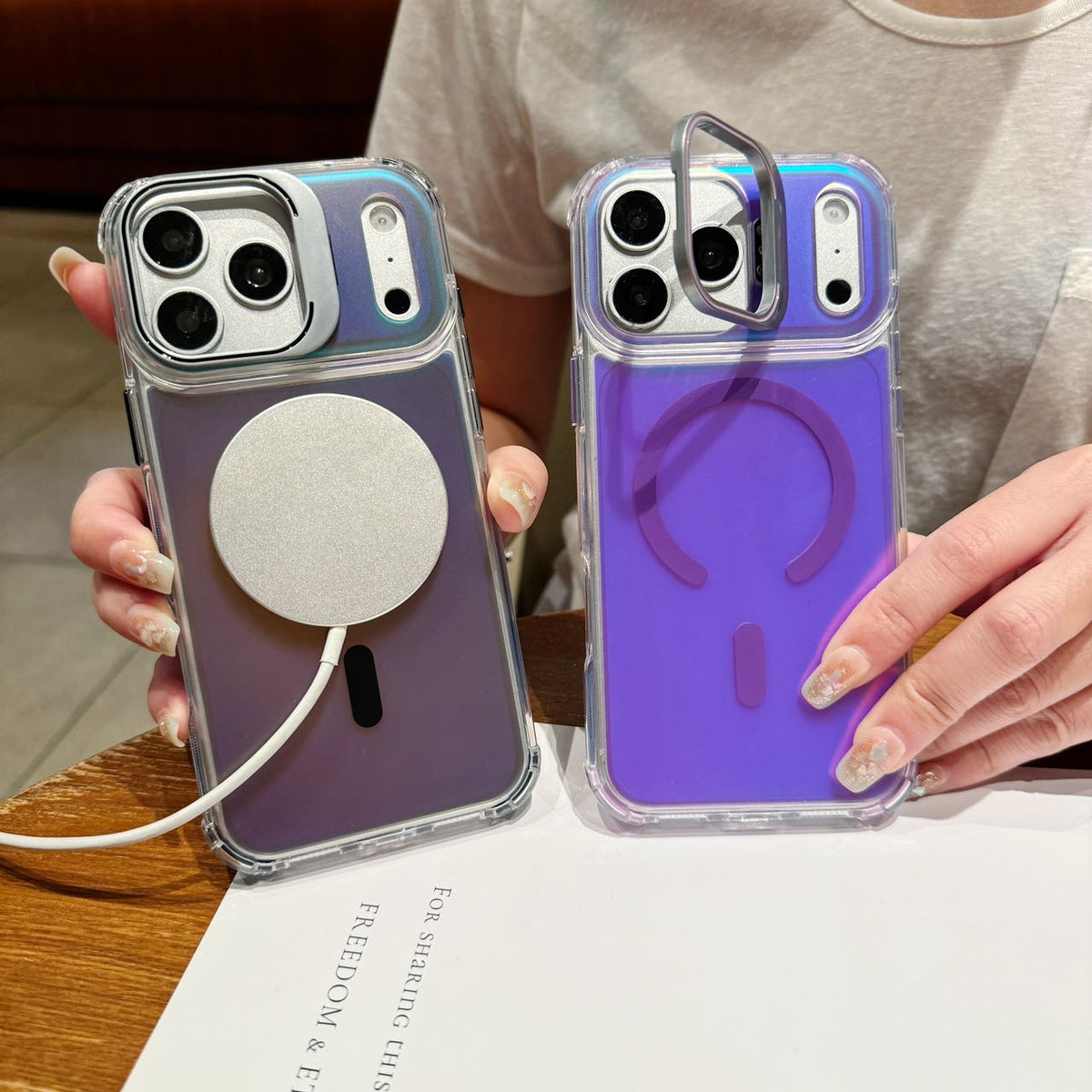 Lavender Glow Holographic MagSafe Stand Case - Phone Case For iPhone
