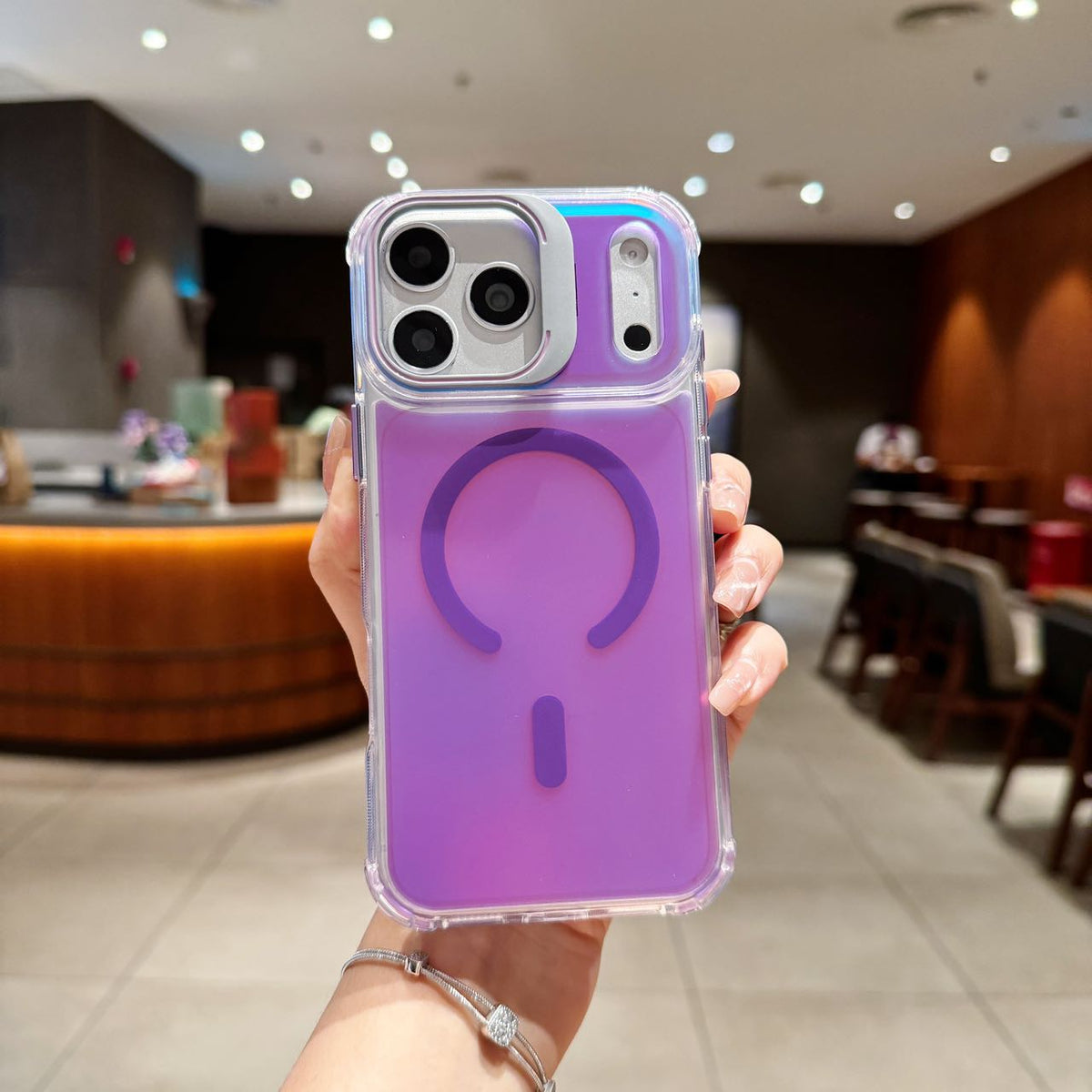 Lavender Glow Holographic MagSafe Stand Case - Phone Case For iPhone