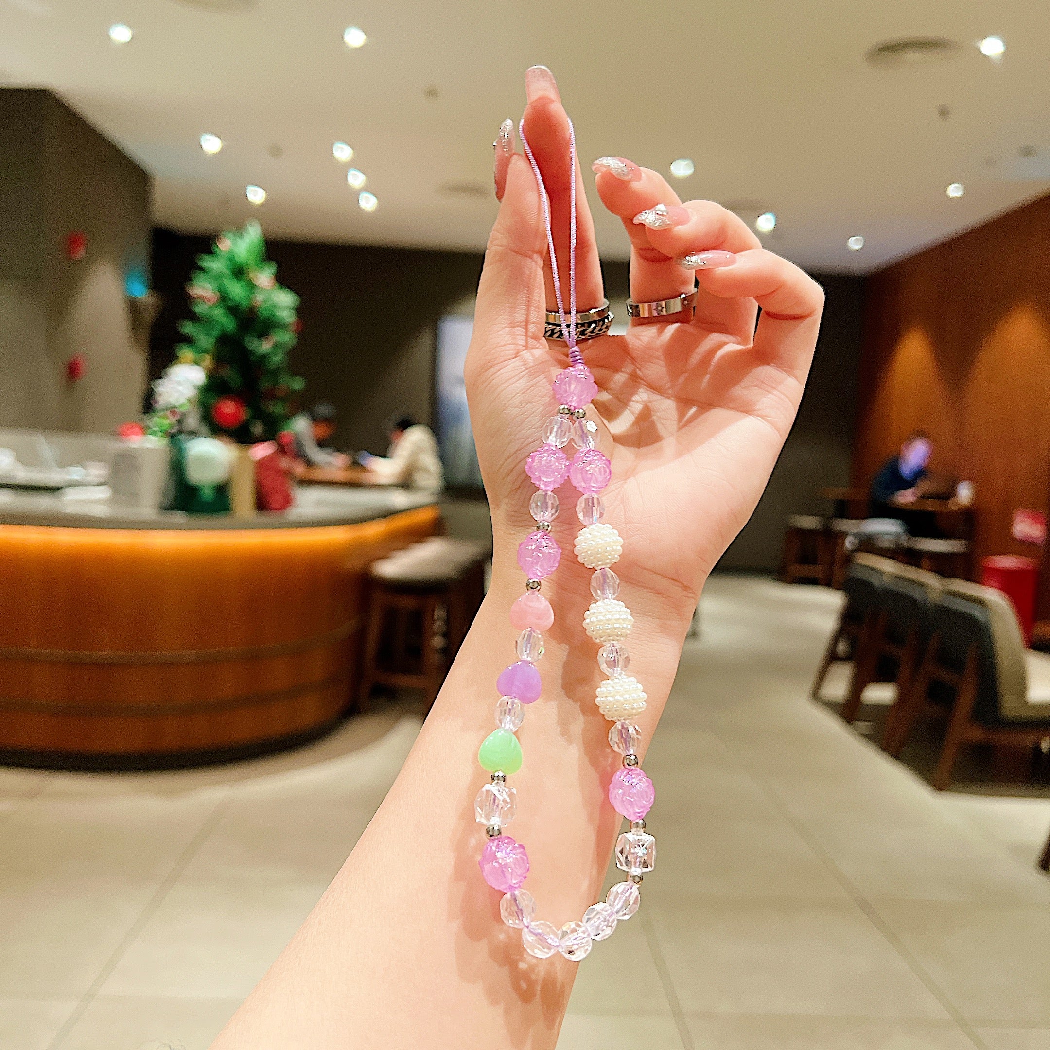 Lavender & Pearl Beaded Phone Charm