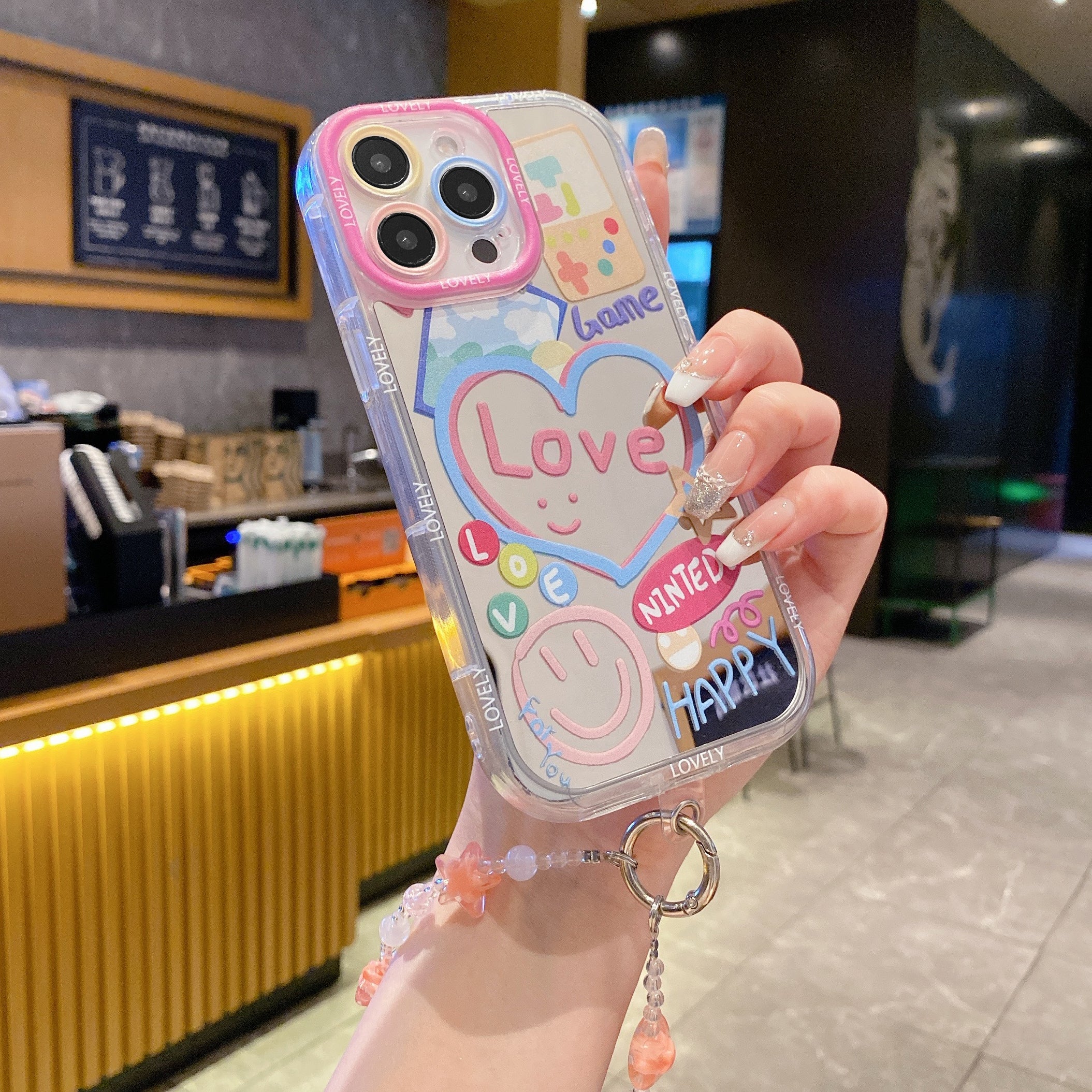 Love Game With Bracelet Mirror Silicon Phone Case For iPhone 14 Pro Max