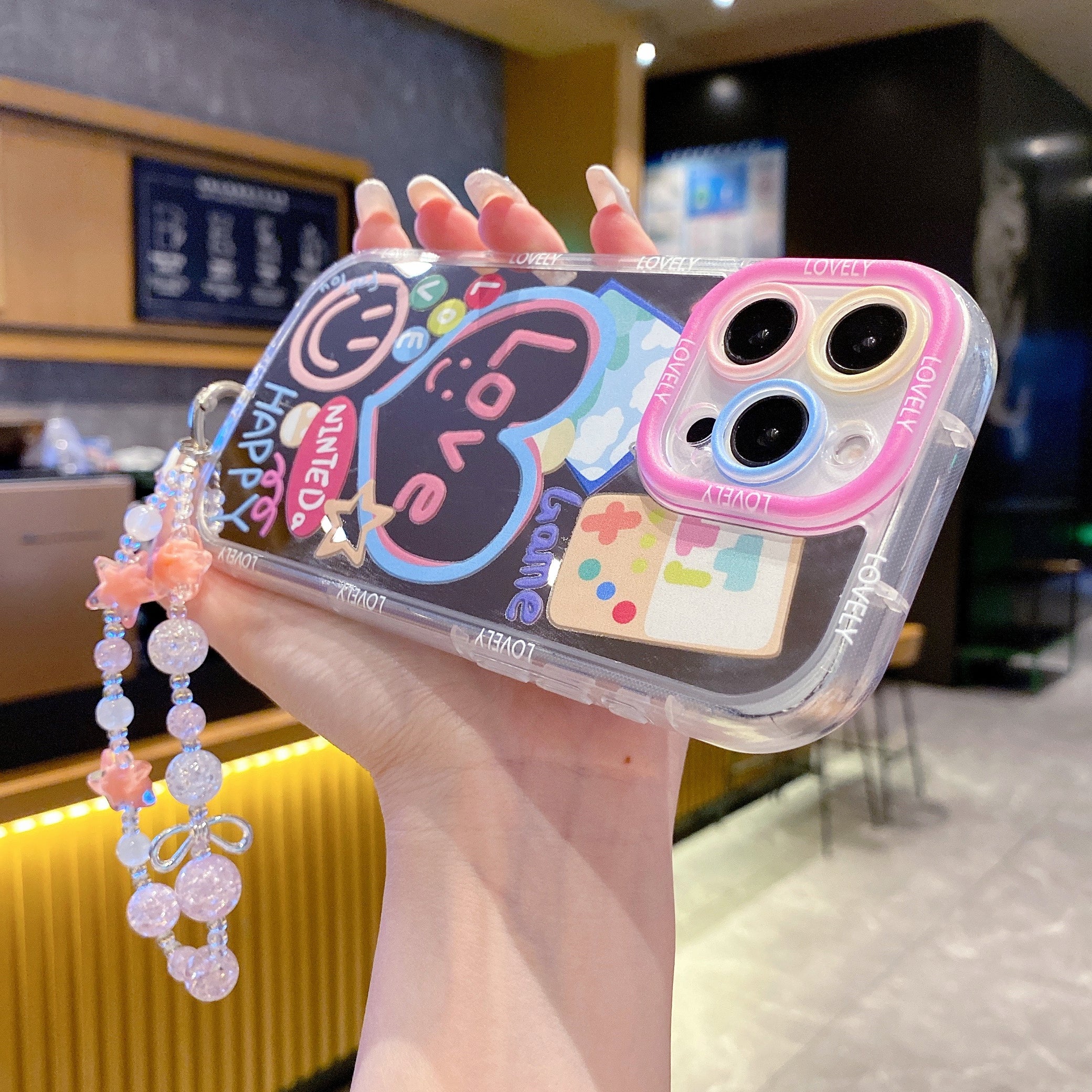 Love Game With Bracelet Mirror Silicon Phone Case For iPhone 14 Pro Max