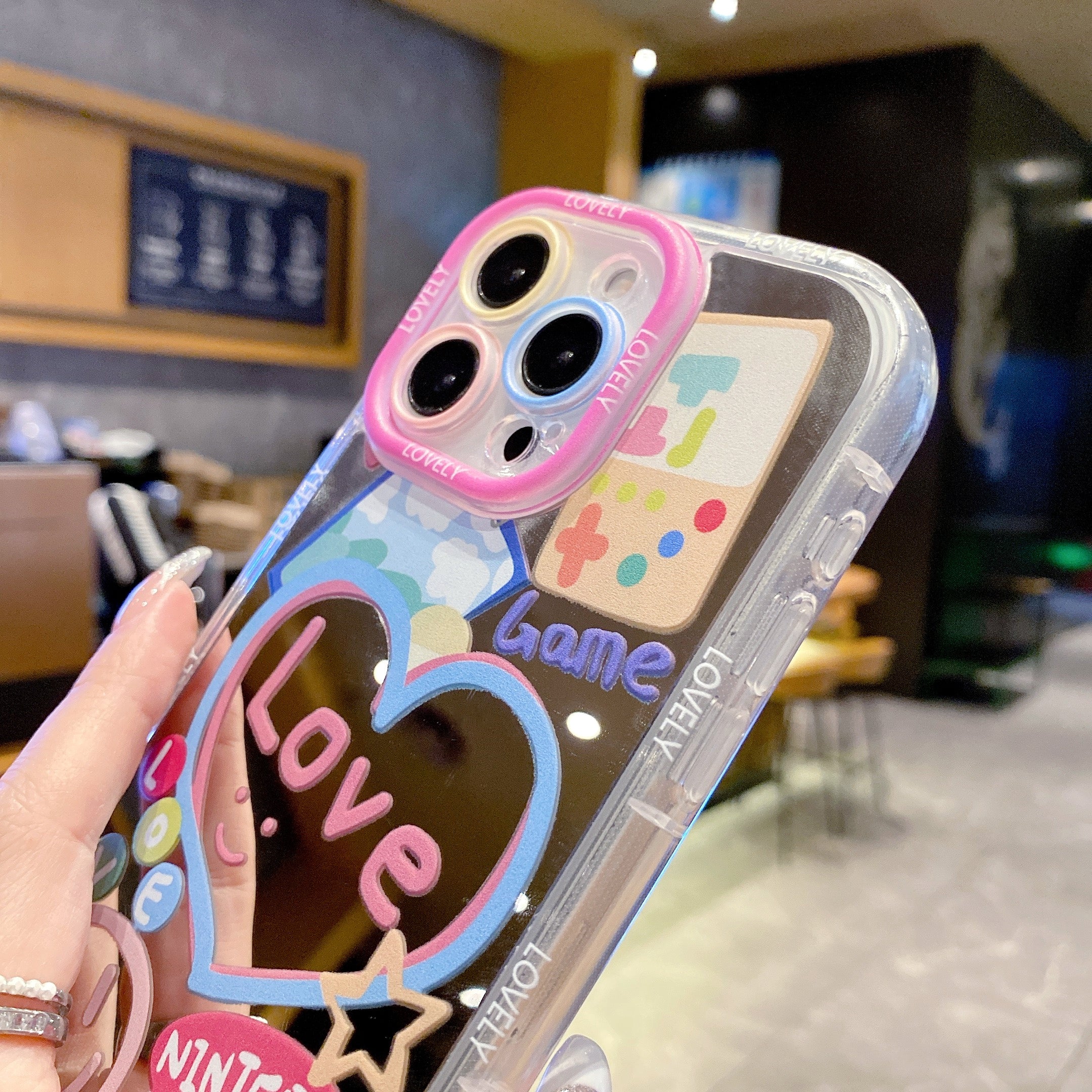 Love Game With Bracelet Mirror Silicon Phone Case For iPhone 14 Pro Max