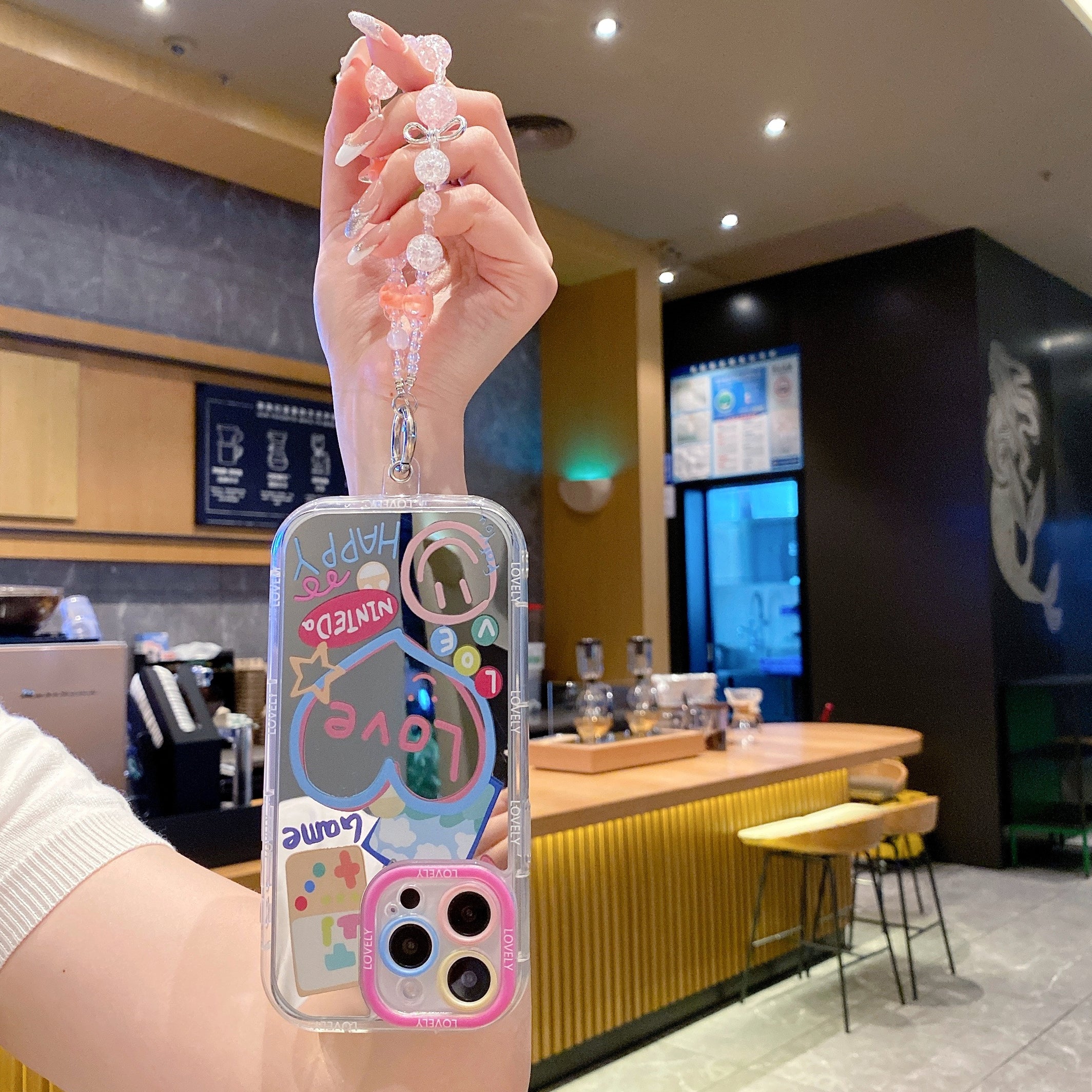 Love Game With Bracelet Mirror Silicon Phone Case For iPhone 14 Pro Max
