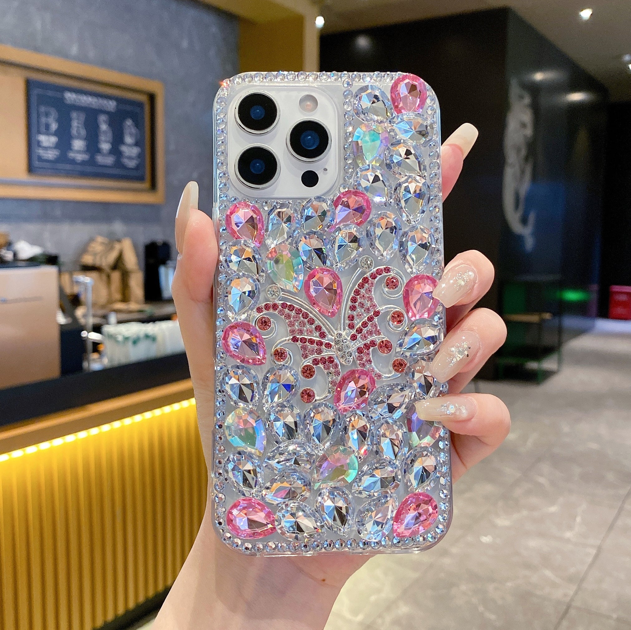 Luxury Crystal Diamond Butterfly Bling Phone Case For iPhone 17 Pro Max