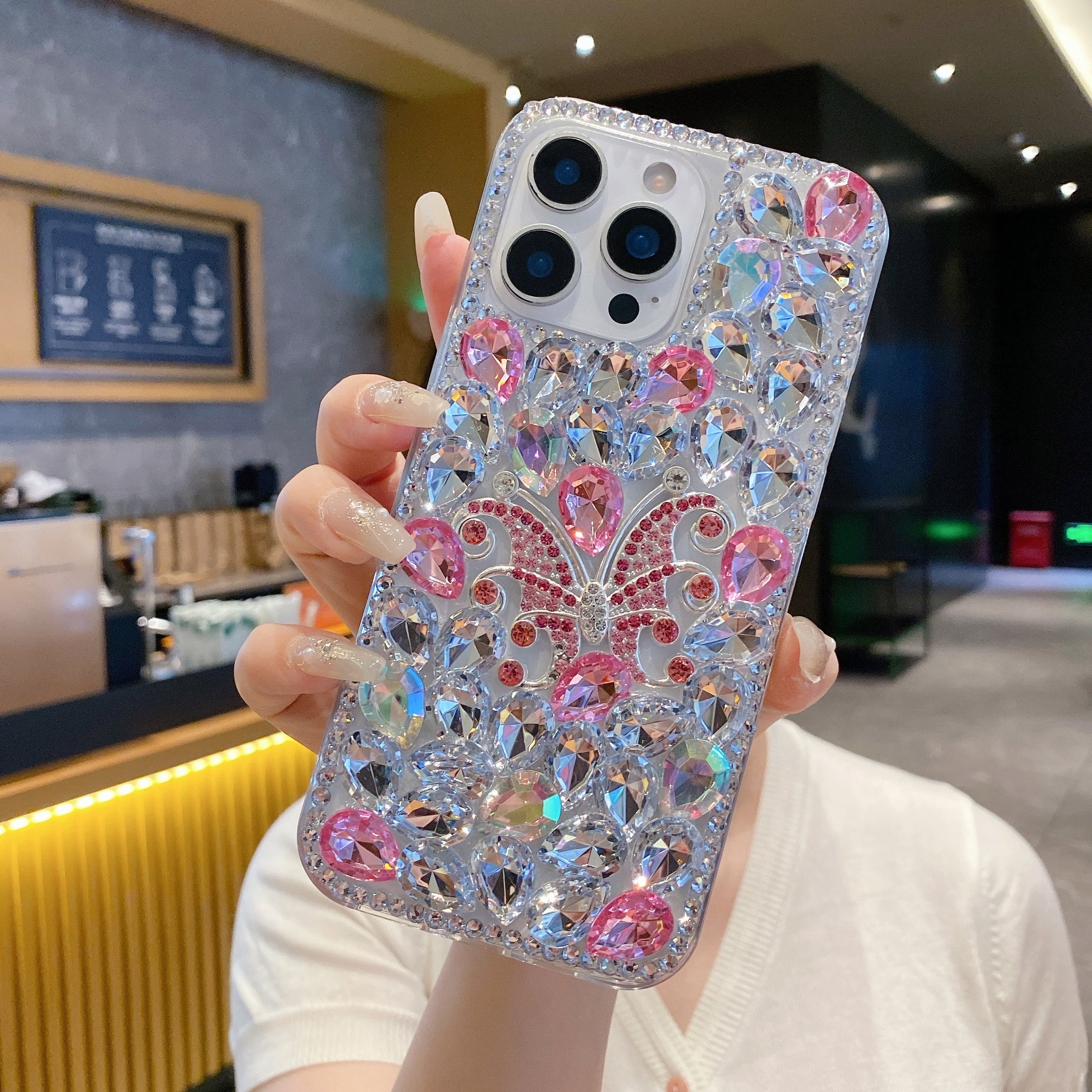 Luxury Crystal Diamond Butterfly Bling Phone Case For iPhone 17 Pro Max