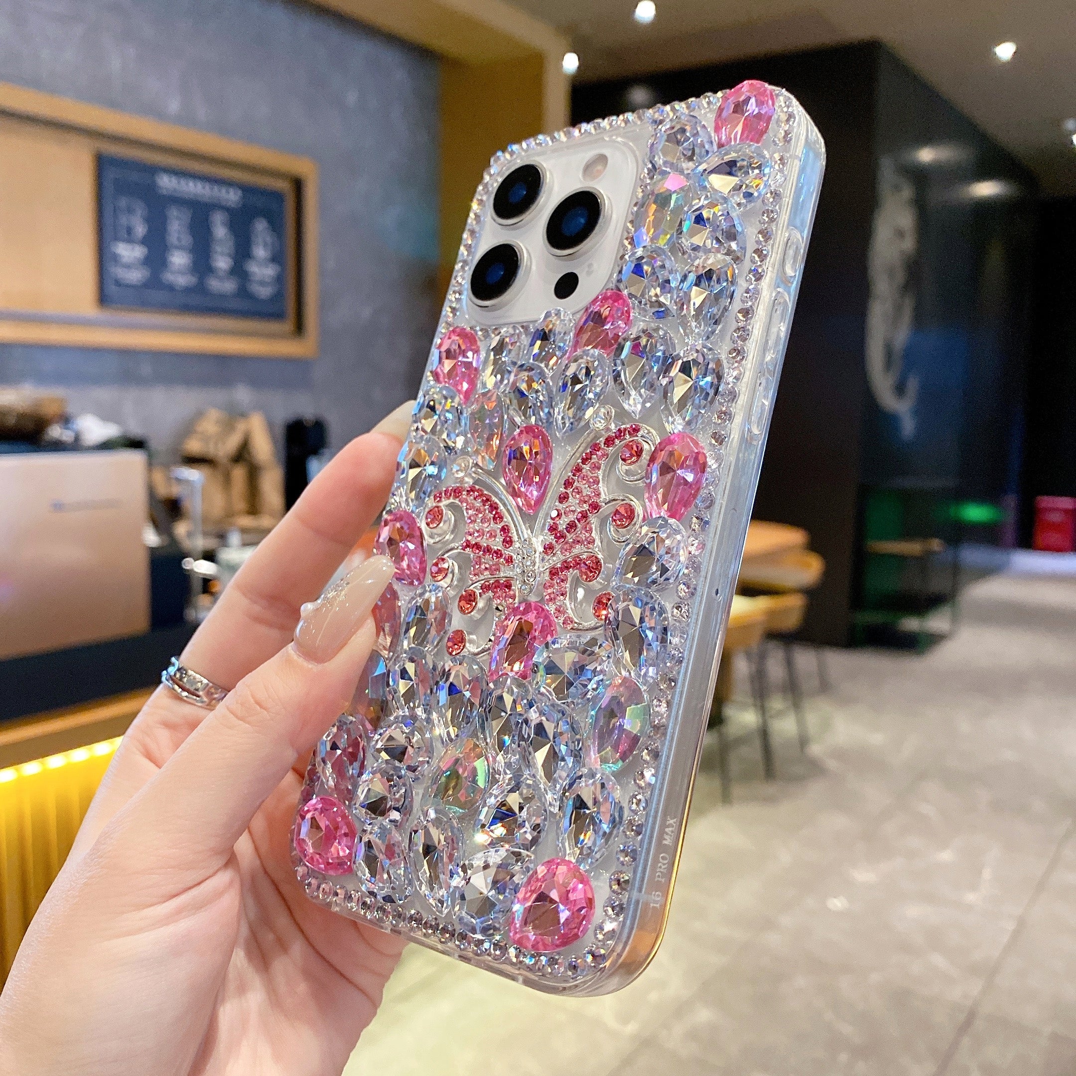 Luxury Crystal Diamond Butterfly Bling Phone Case For iPhone 17 Pro Max