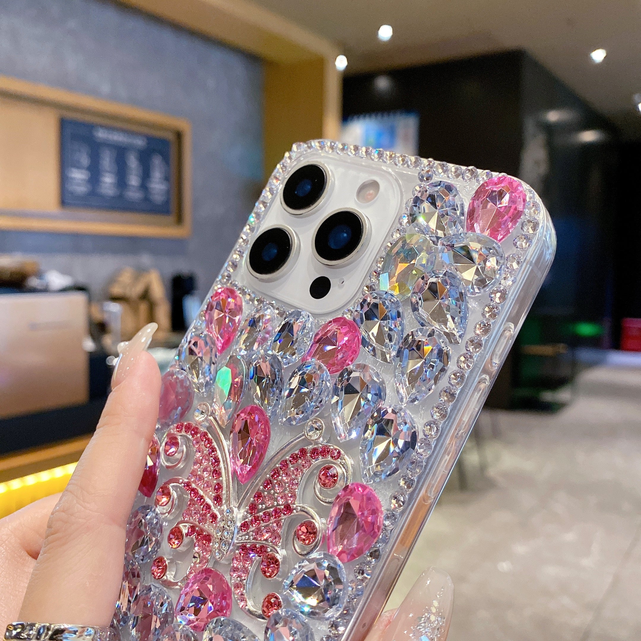 Luxury Crystal Diamond Butterfly Bling Phone Case For iPhone 17 Pro Max