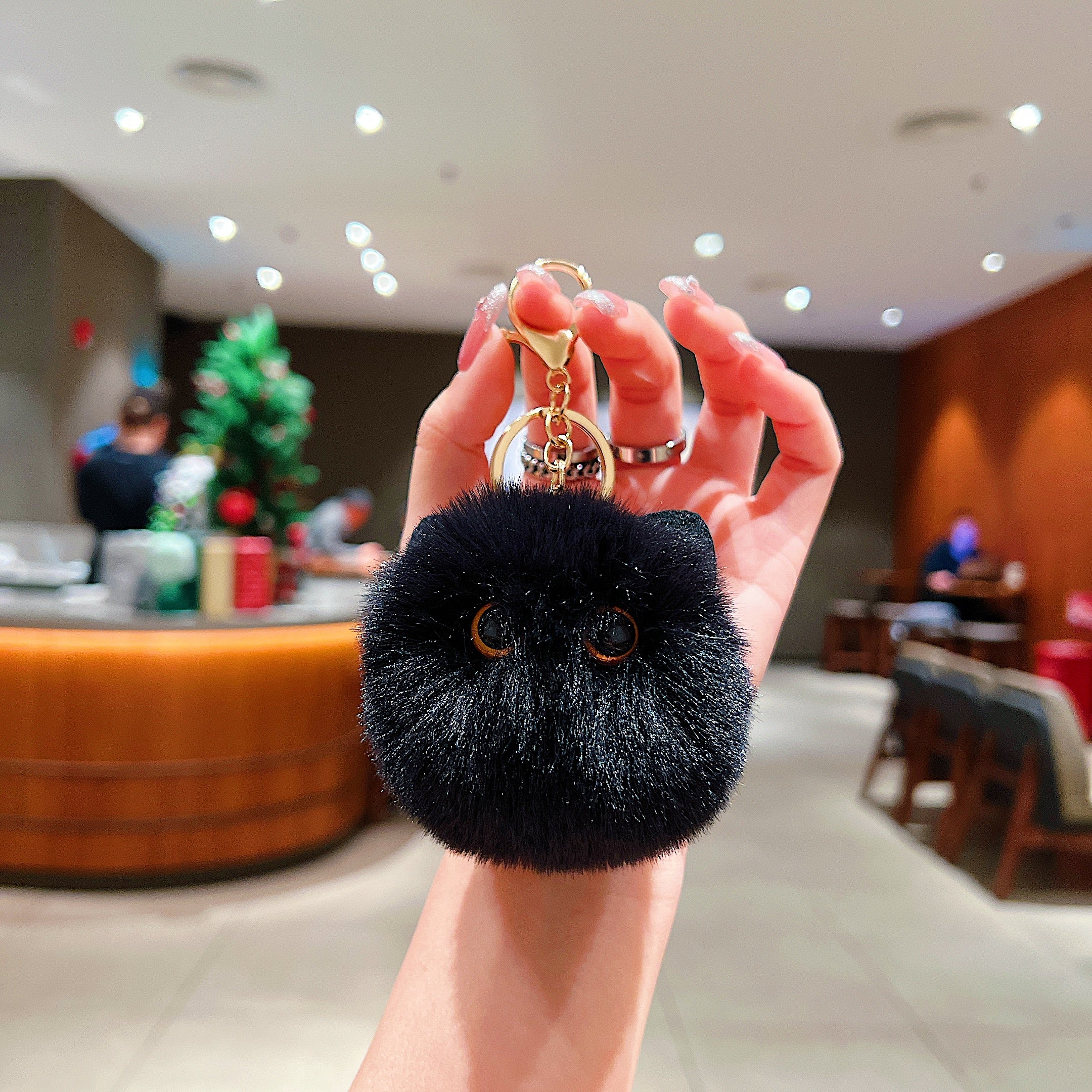 Midnight Black Pom-Pom Plush Bracelet