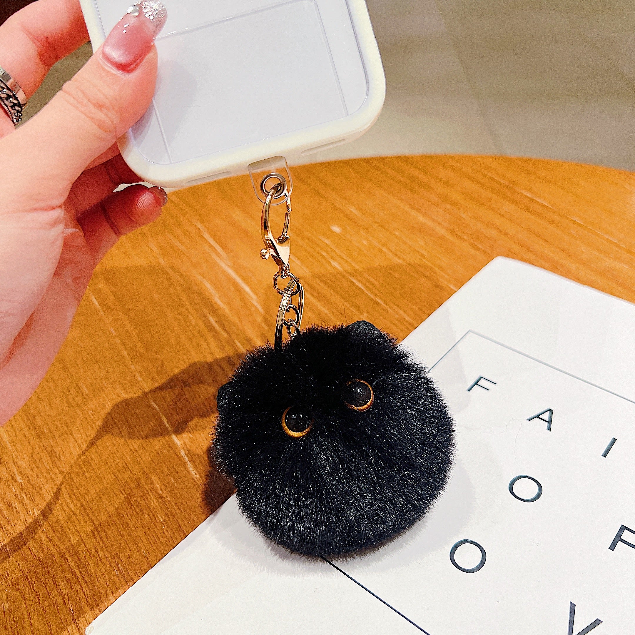 Midnight Black Pom-Pom Plush Bracelet