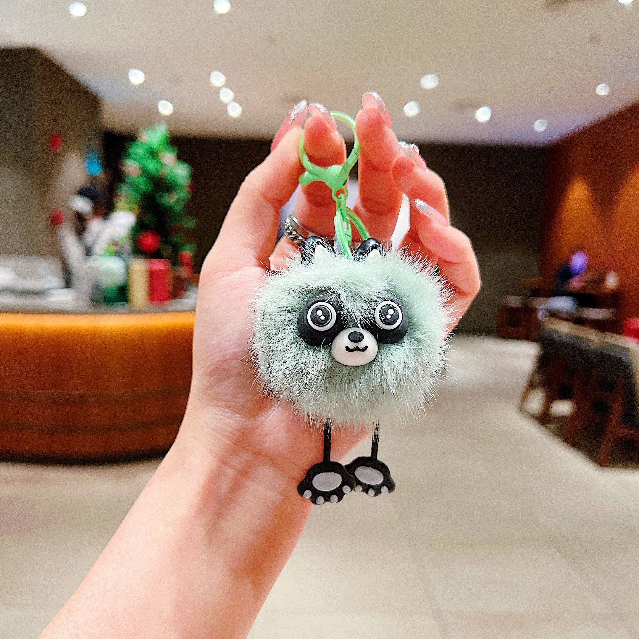 Mint Green Fluffy Panda Charm