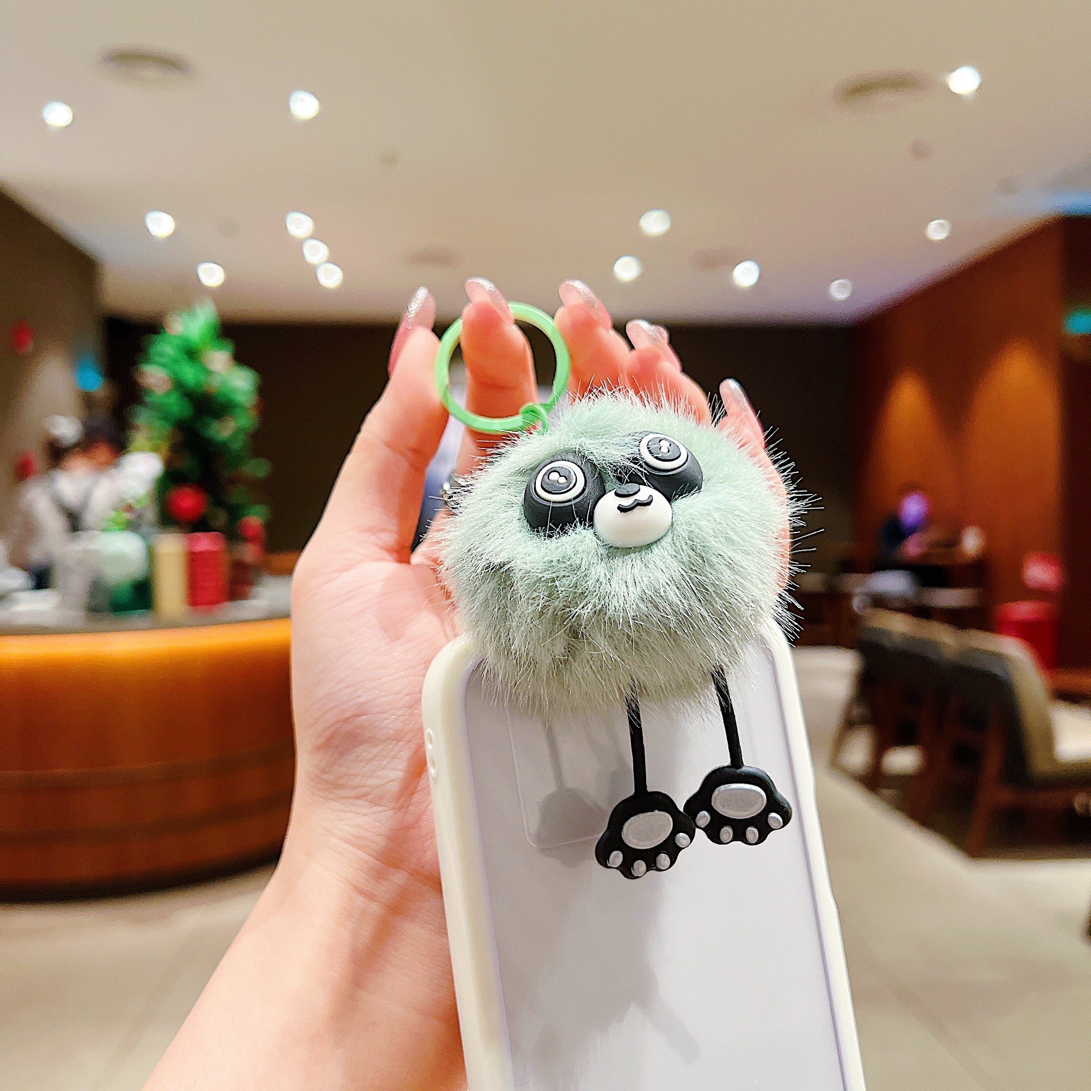 Mint Green Fluffy Panda Charm