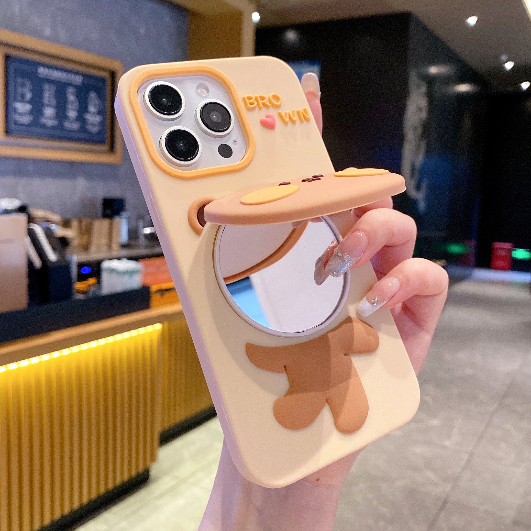 Mirror Bear Silicon Phone Cases For iPhone 14 Plus