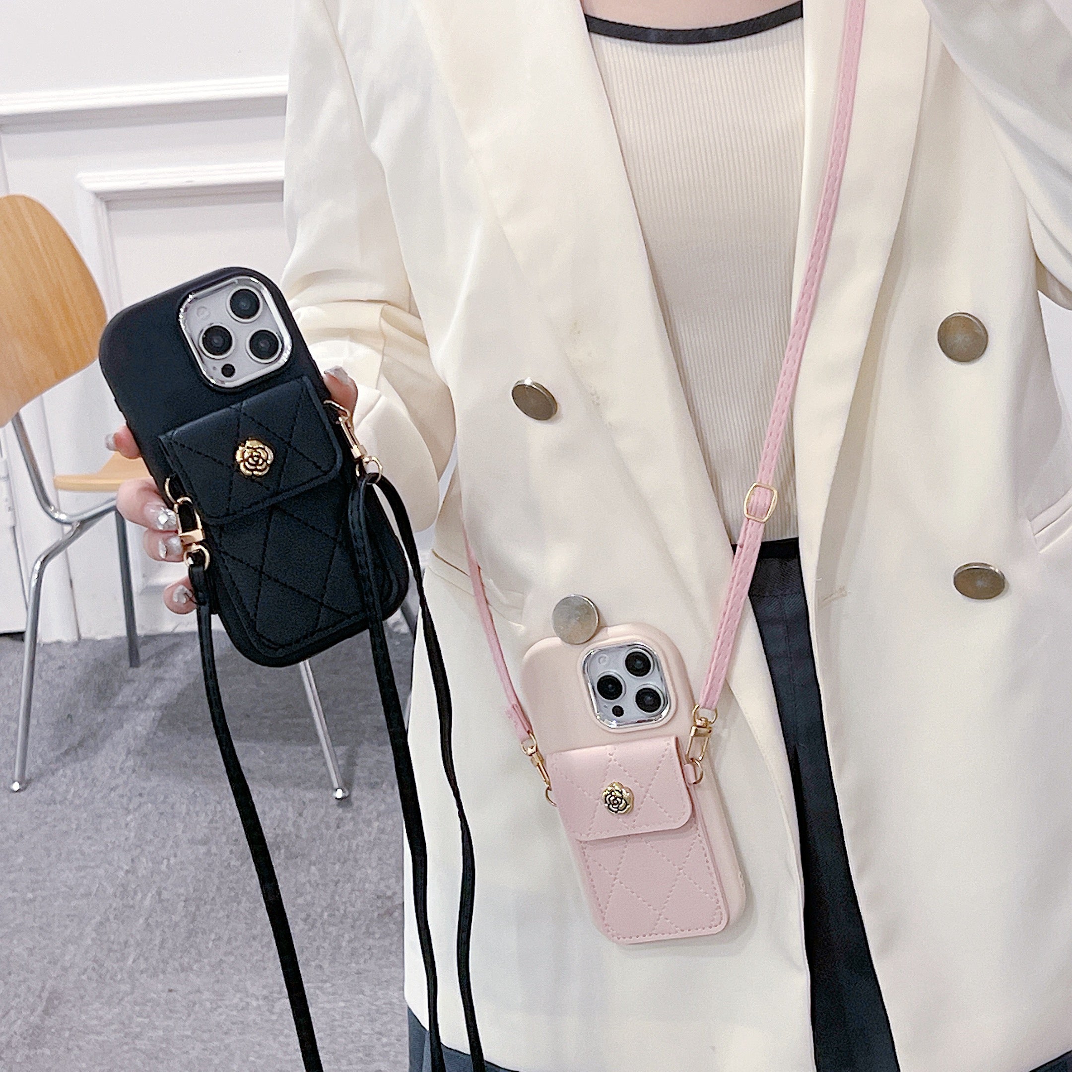 Black Silicon Phone Case With Card-Cash Wallet For iPhone 16