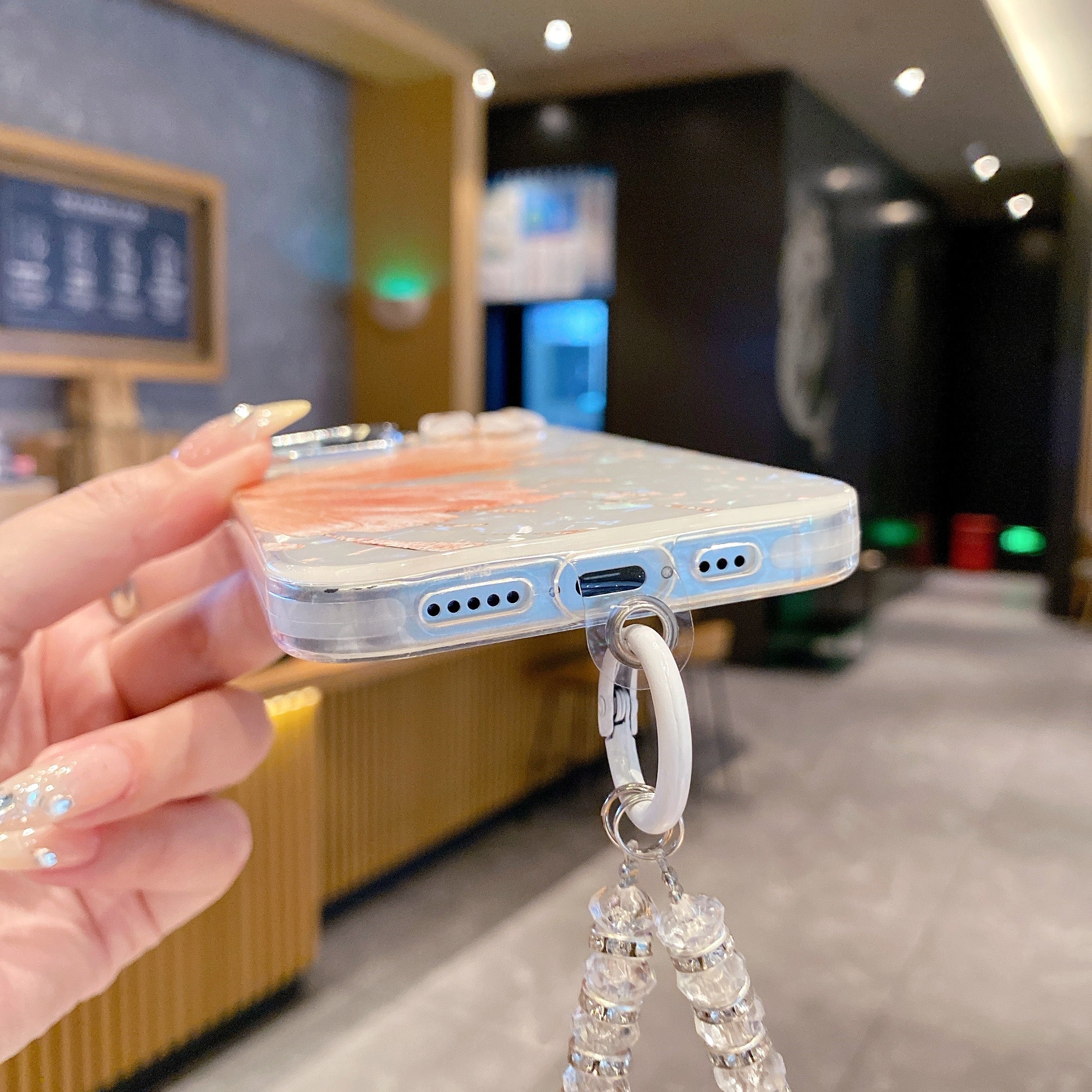 Orange Butterfly With Steel Camera Protection With Bracelet For iPhone 16 Pro