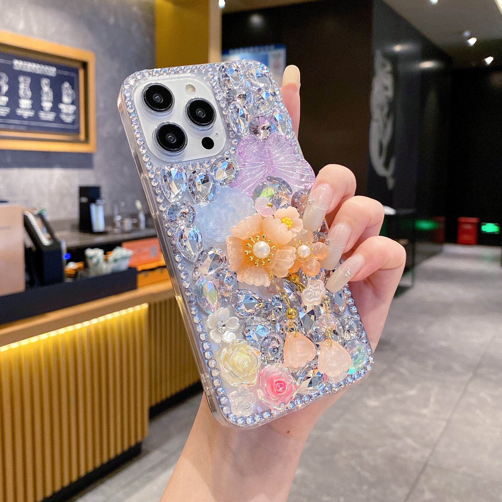 Orange Sheal Flower With Pearl Silicon Phone Case