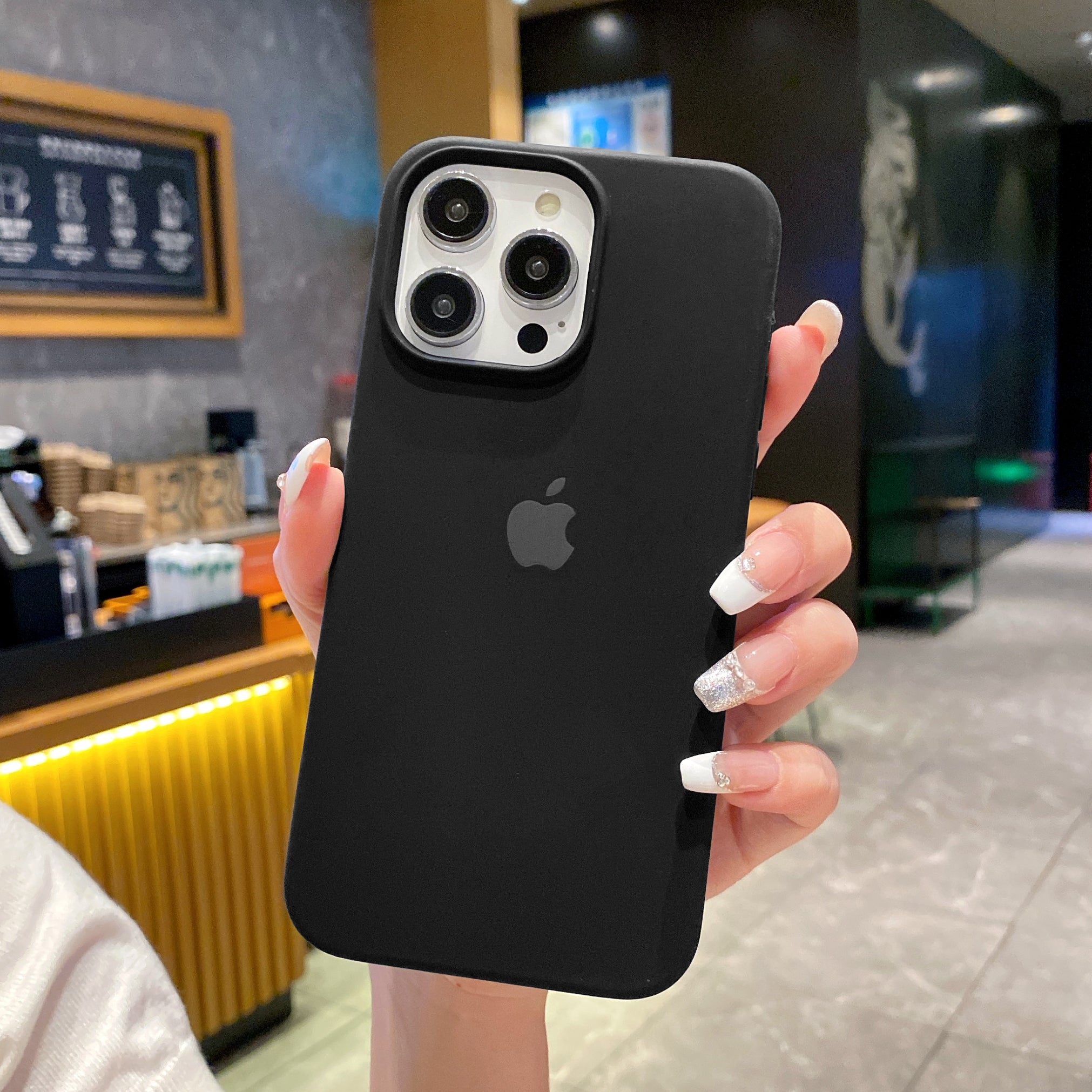 Original Black Silicon Phone Cases For iPhone 14 Plus