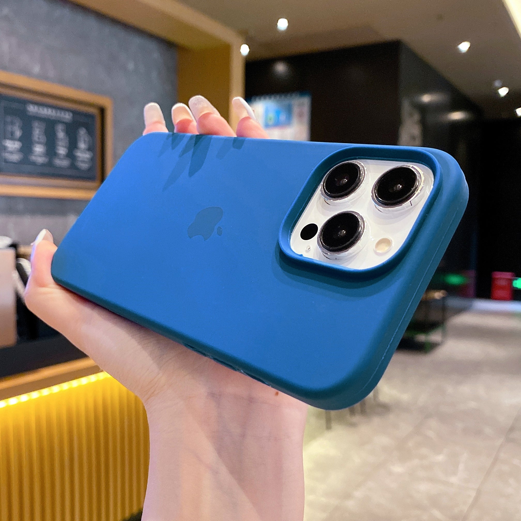 Original Blue Silicon Phone Cases For iPhone 16