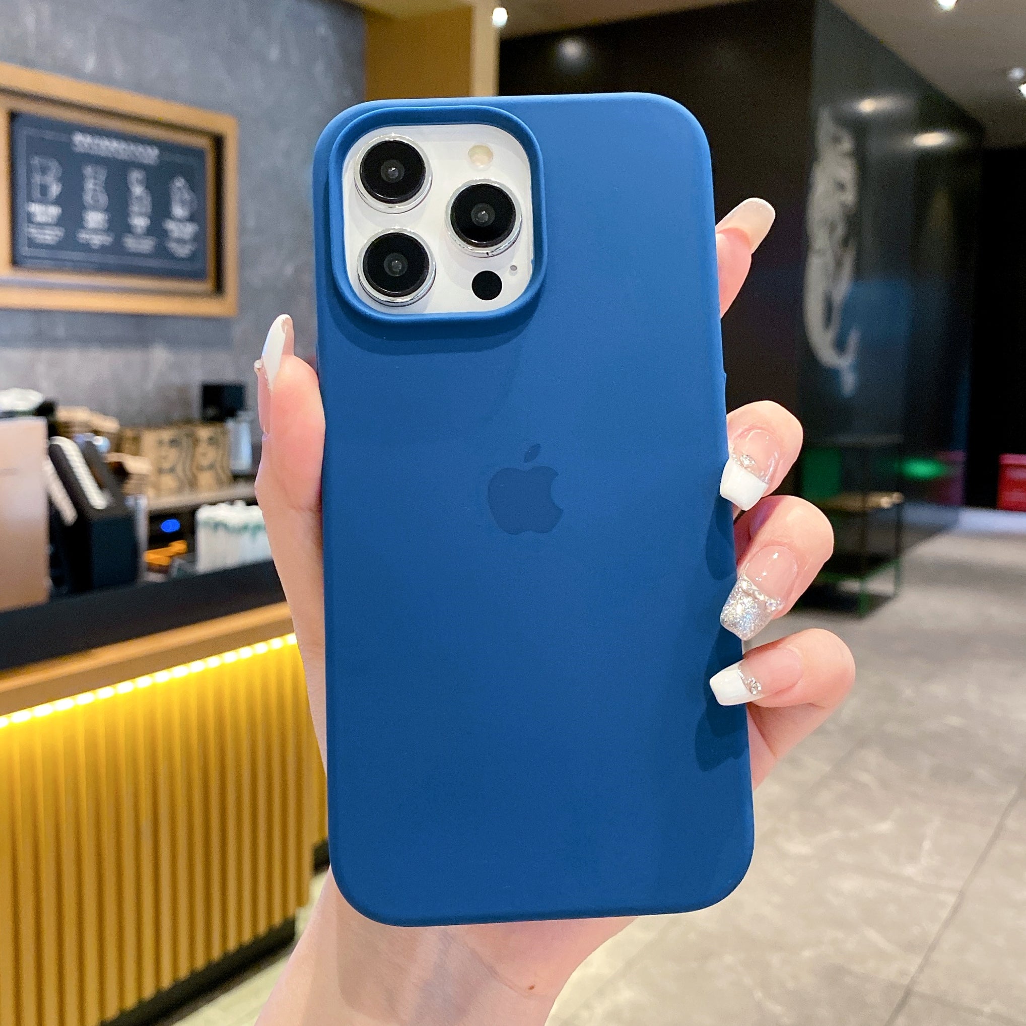 Original Blue Silicon Phone Cases For iPhone 16