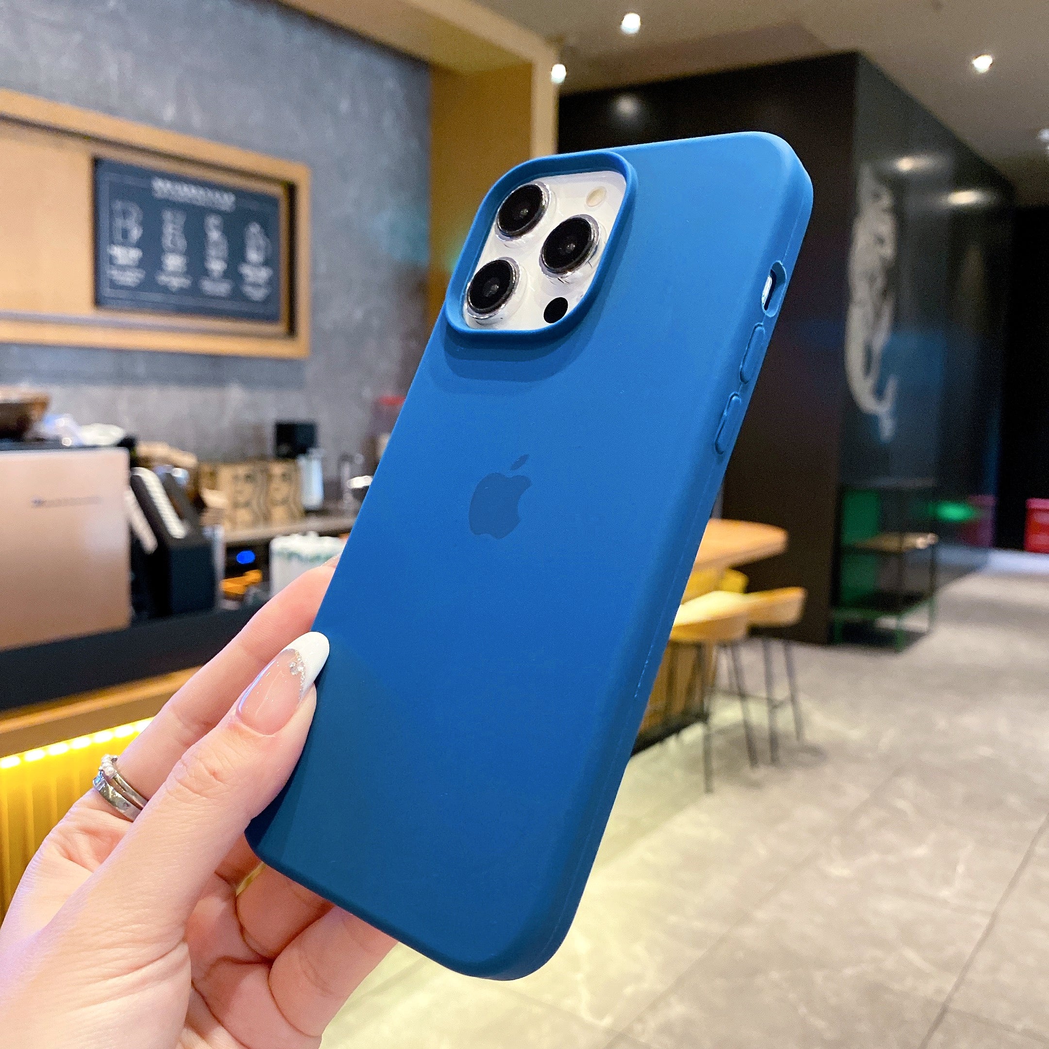 Original Blue Silicon Phone Cases For iPhone 16