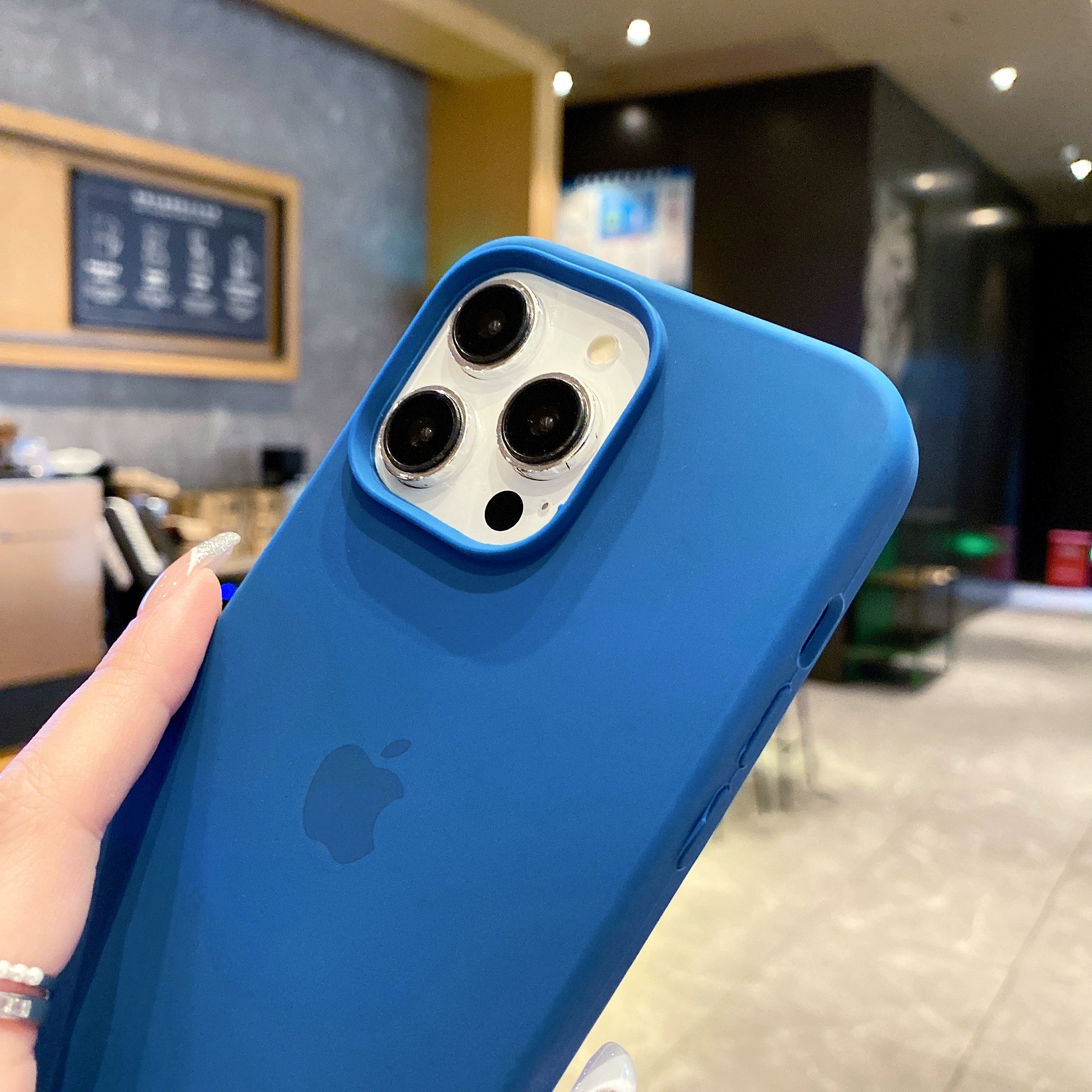 Original Blue Silicon Phone Cases For iPhone 16