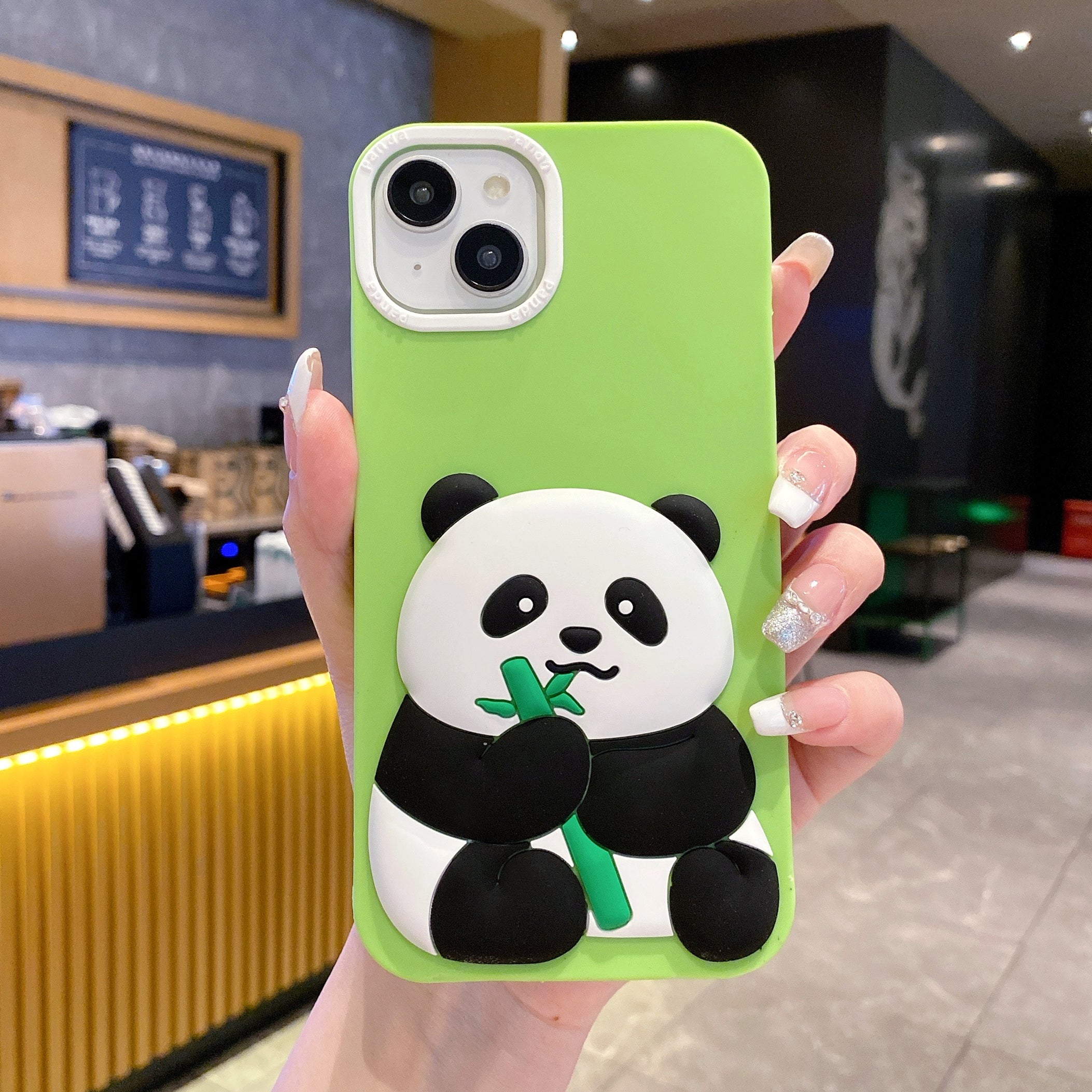 Panda With BamBoo Silicon Phone Cases For iPhone 14 Plus
