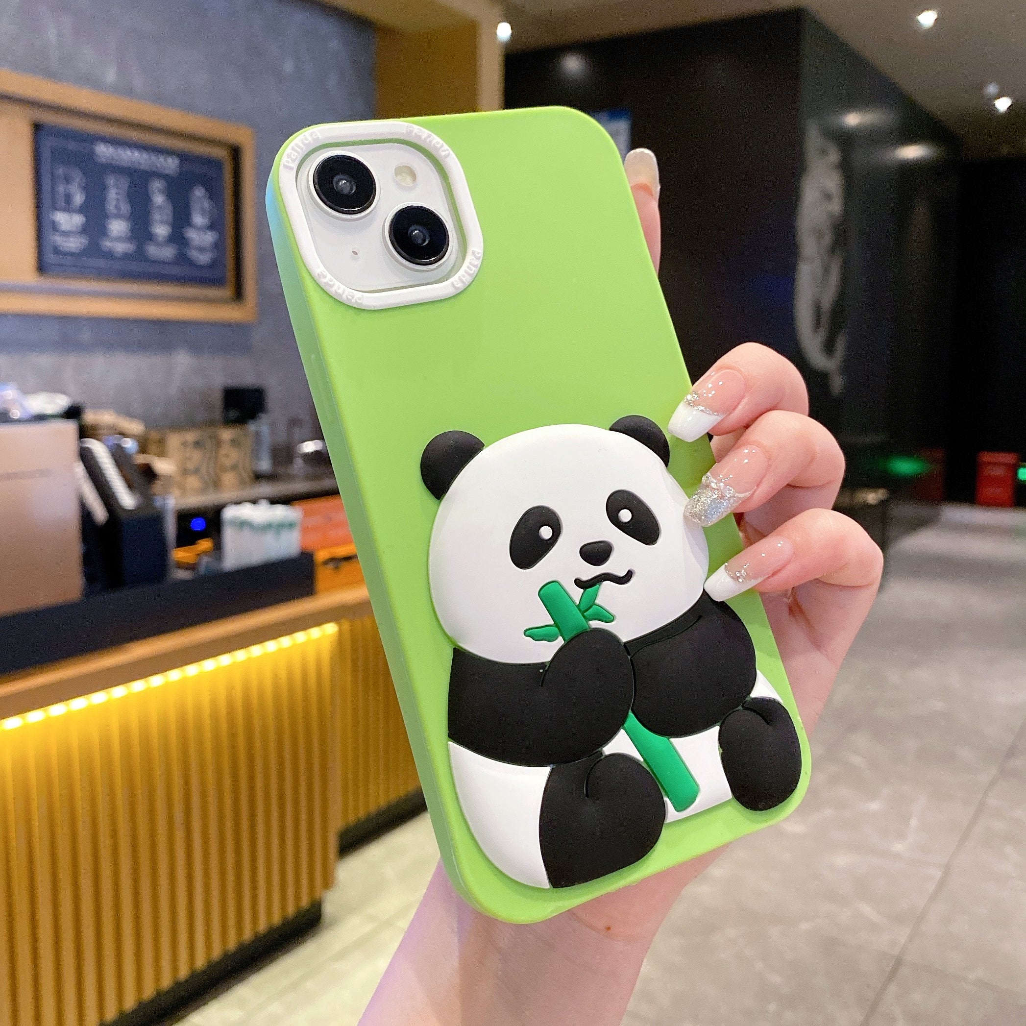 Panda With BamBoo Silicon Phone Cases For iPhone 14 Plus