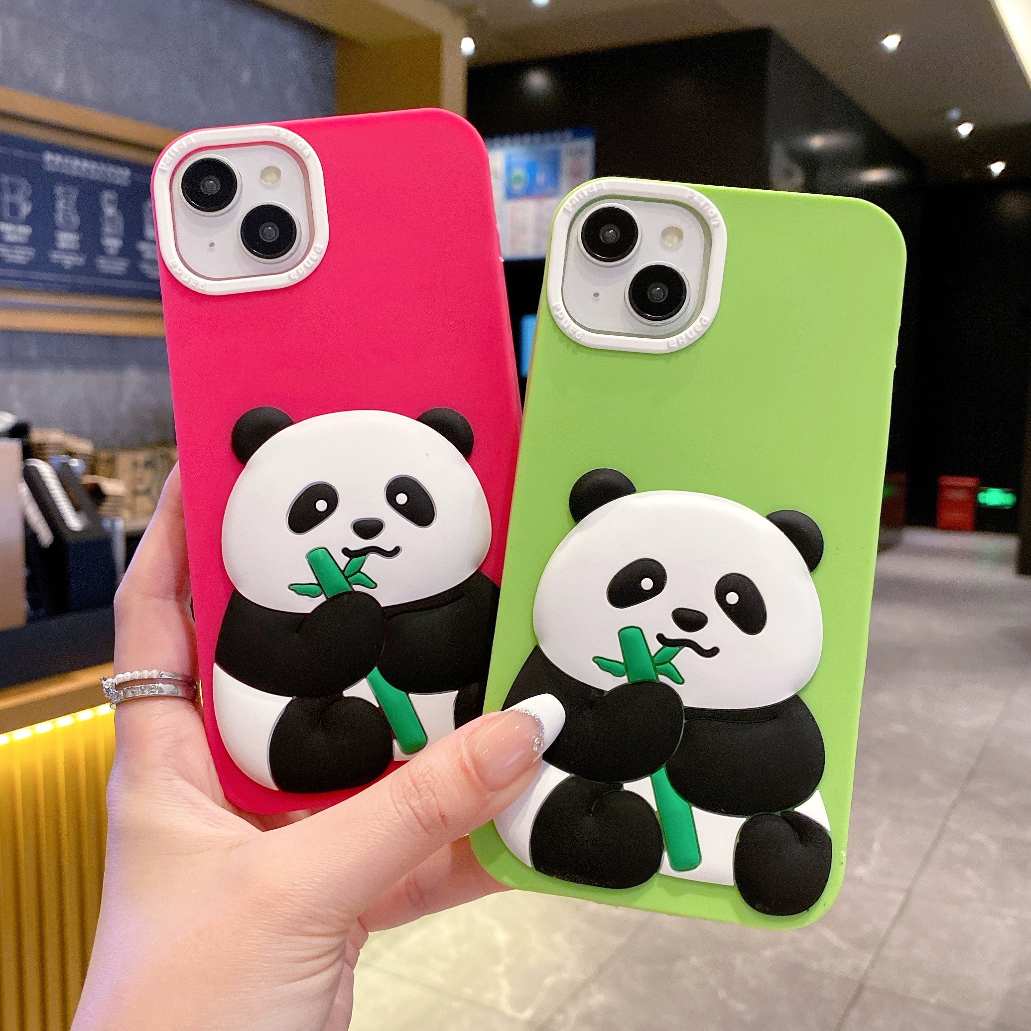 Panda With BamBoo Silicon Phone Cases For iPhone 14 Plus